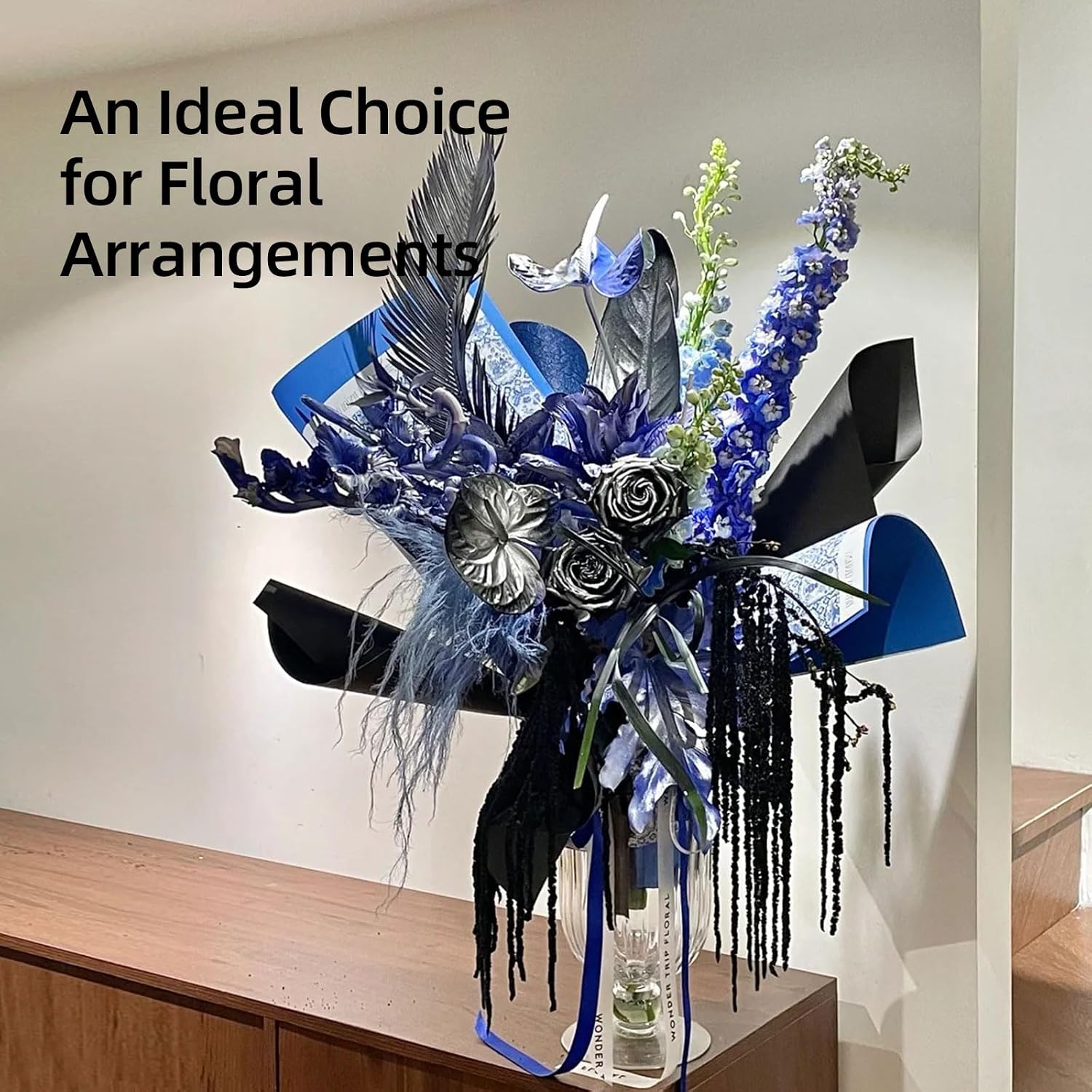 5Pcs Dried Amaranthus Hanging Flowers, Natural Preserved Flower for Wedding Arch, Exhibition, Wall Hanging Lover Tears, Floral Arrangement, Home Decor (Black, 24")