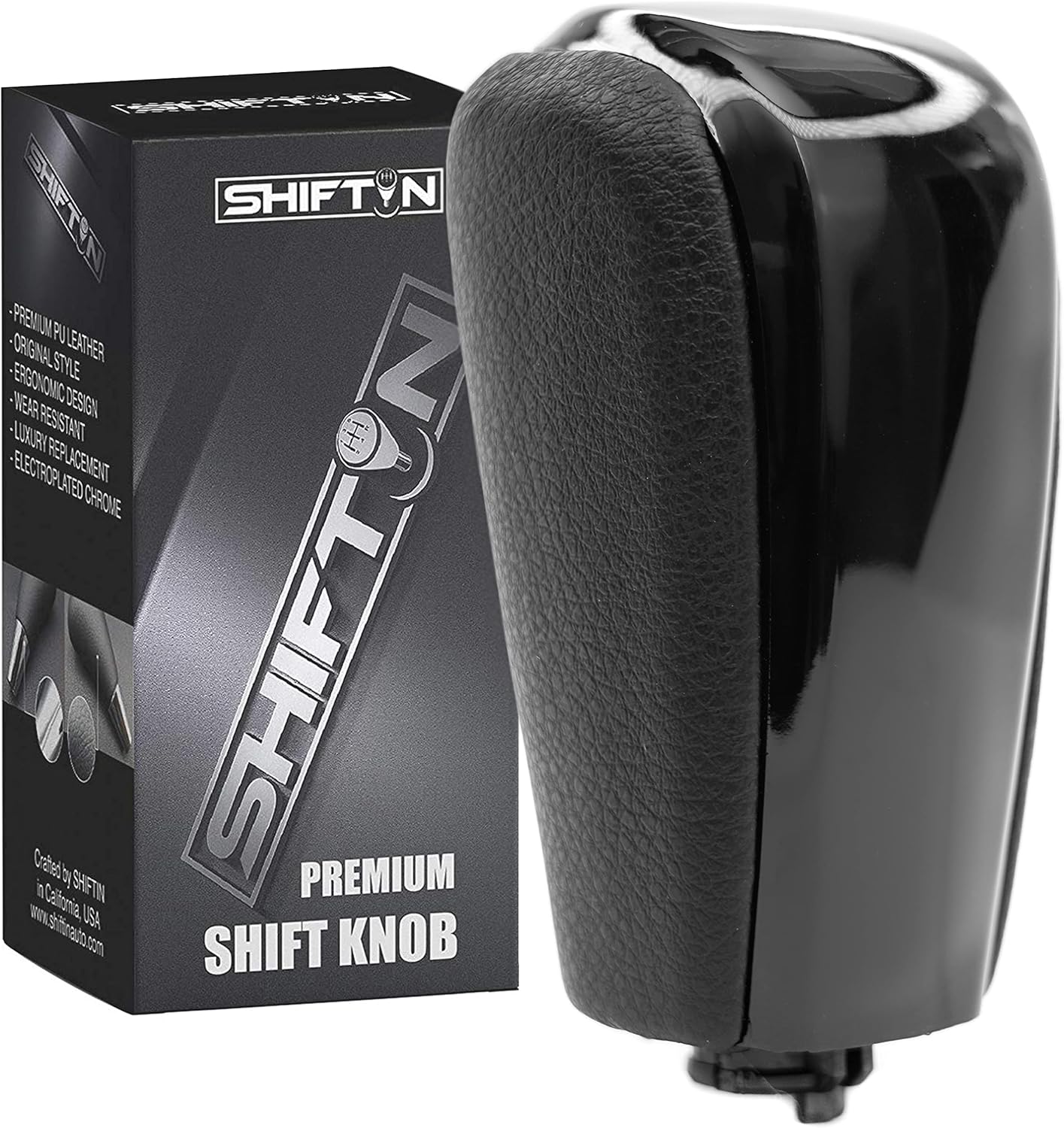 SHIFTIN Leather Wood Gear Shift Knob Stick Shifter for Toyota Land Cruiser Prado FJ150 Lexus