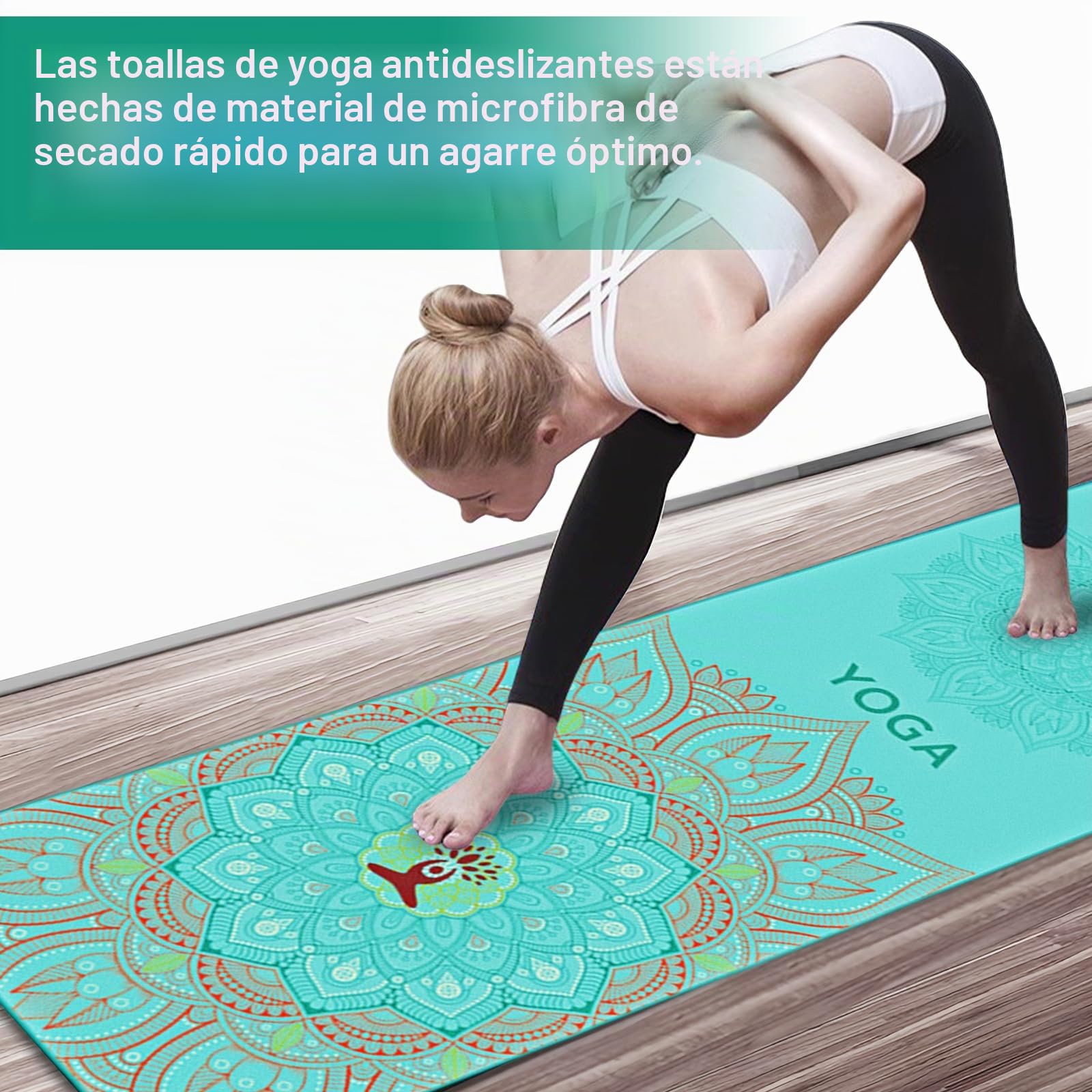 Toalla De Yoga Antideslizante 185x63 Cm – Absorbente Y Secado Rápido, Ideal Para Yoga Caliente Y Pilates (Microfibra)
