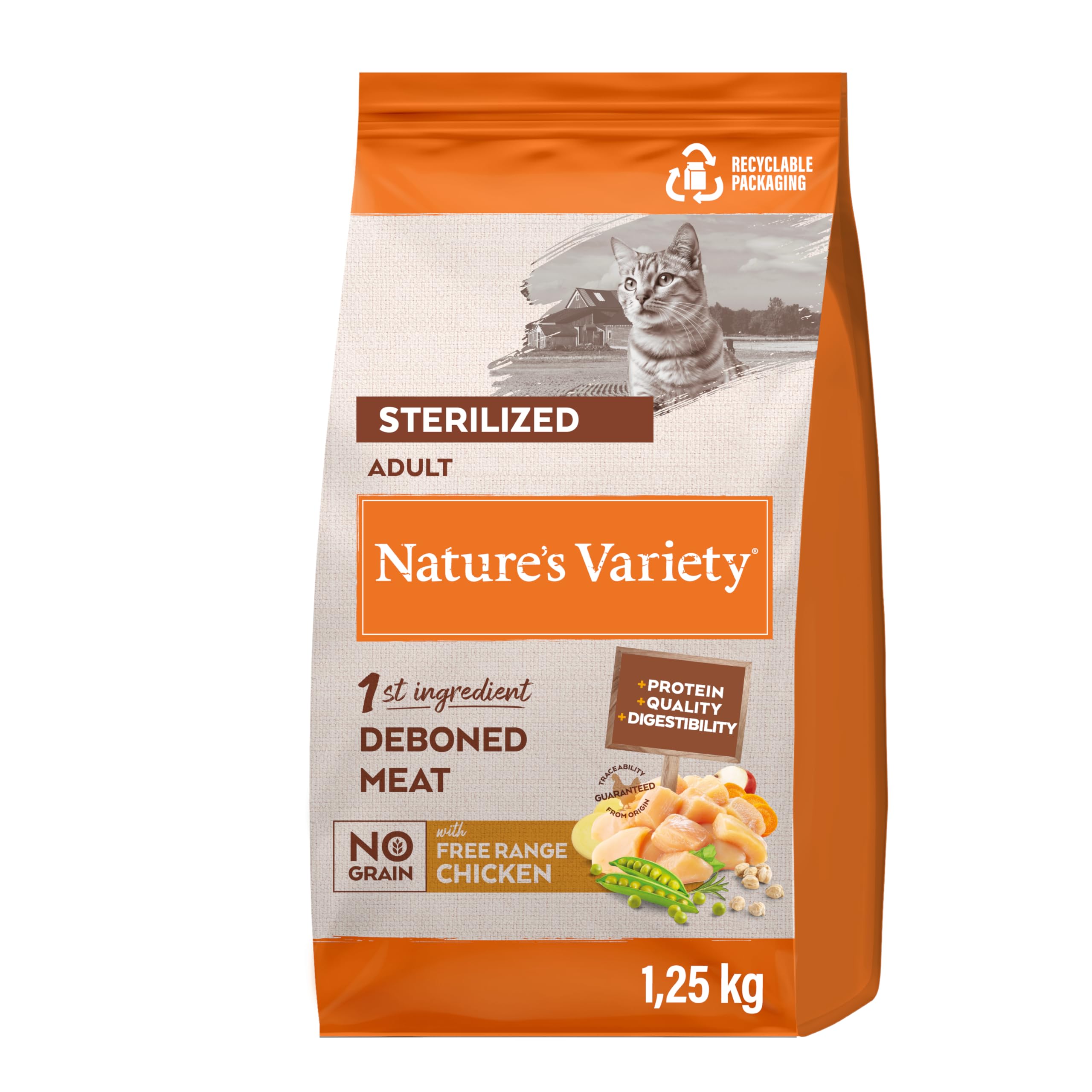 Nature's Variety Selected, Cibo per Gatti Sterilizzati con Pollo Allevato a Terra Disossato 1.25 kg