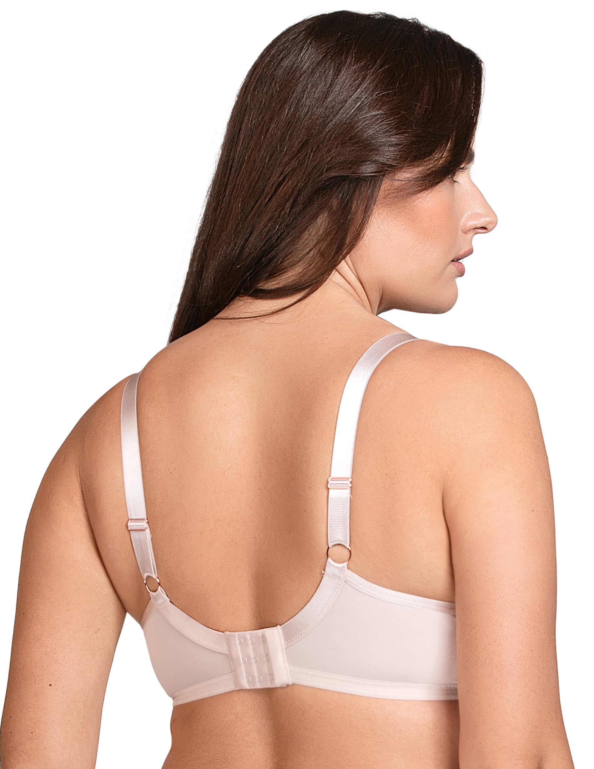 VIVISENCE Damen Bügel-BH Softcup Spitze Mit Dekobändern Verstellbare Träger Schleife Netz Cups Transparent Roségold Details Lingerie Vollschale Unterwäsche