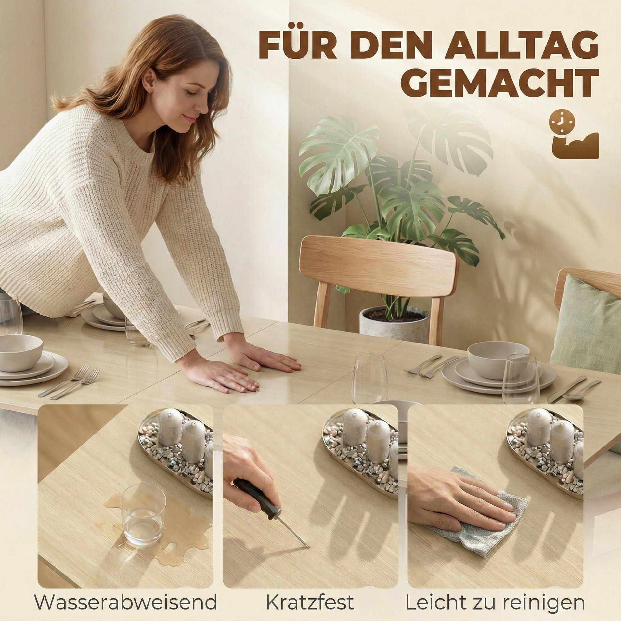 HOMCOM Esstisch Klappbar mit 2 Schubladen 168,2 x 85 x 73 cm Natur/Weiß | Küchentisch, 4 Ablagen, Bis zu 6 Personen, Moderner Klapptisch, Holzbeine, Esszimmertisch, Esszimmer, Küche