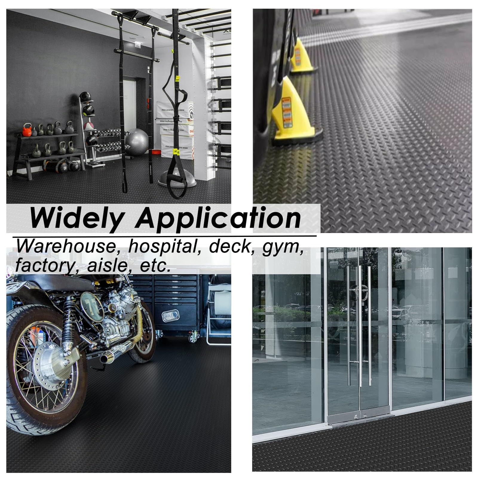 Suelo de Goma 1m 2m 3m 4m 5m Tapetes de Garaje para Debajo del Automóvil Goma, Piso de Estera de Gimnasio para Gimnasio en casa Rollo Rojo Gris Verde Negro, Rollos(Black,1m x 1m/3.3ft x 3.3ft)