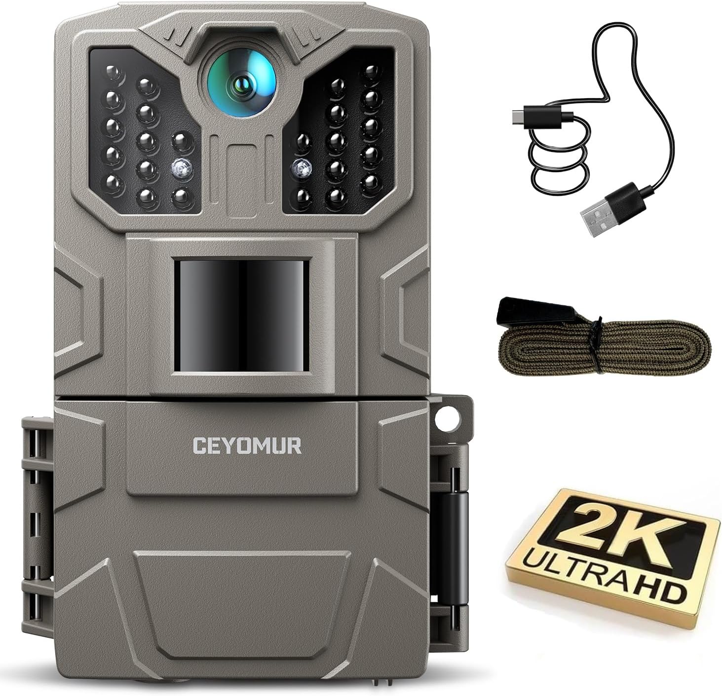 CEYOMUR Trail Camera, 36MP HD Trail Cam with 850nm IR LEDs Night Vision Motion Activated, Video Game Camera with 2.0" Color Screen IP66 Waterproof for Wildlife Monitoring