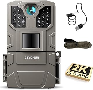 CEYOMUR Wildkamera, 850nm IR LEDs Wildkamera mit Bewegungsmelder Nachtsicht, Wildtierkamera mit 2 Zoll Display, IP66 Wasserdichter für die Überwachung von Wildtieren
