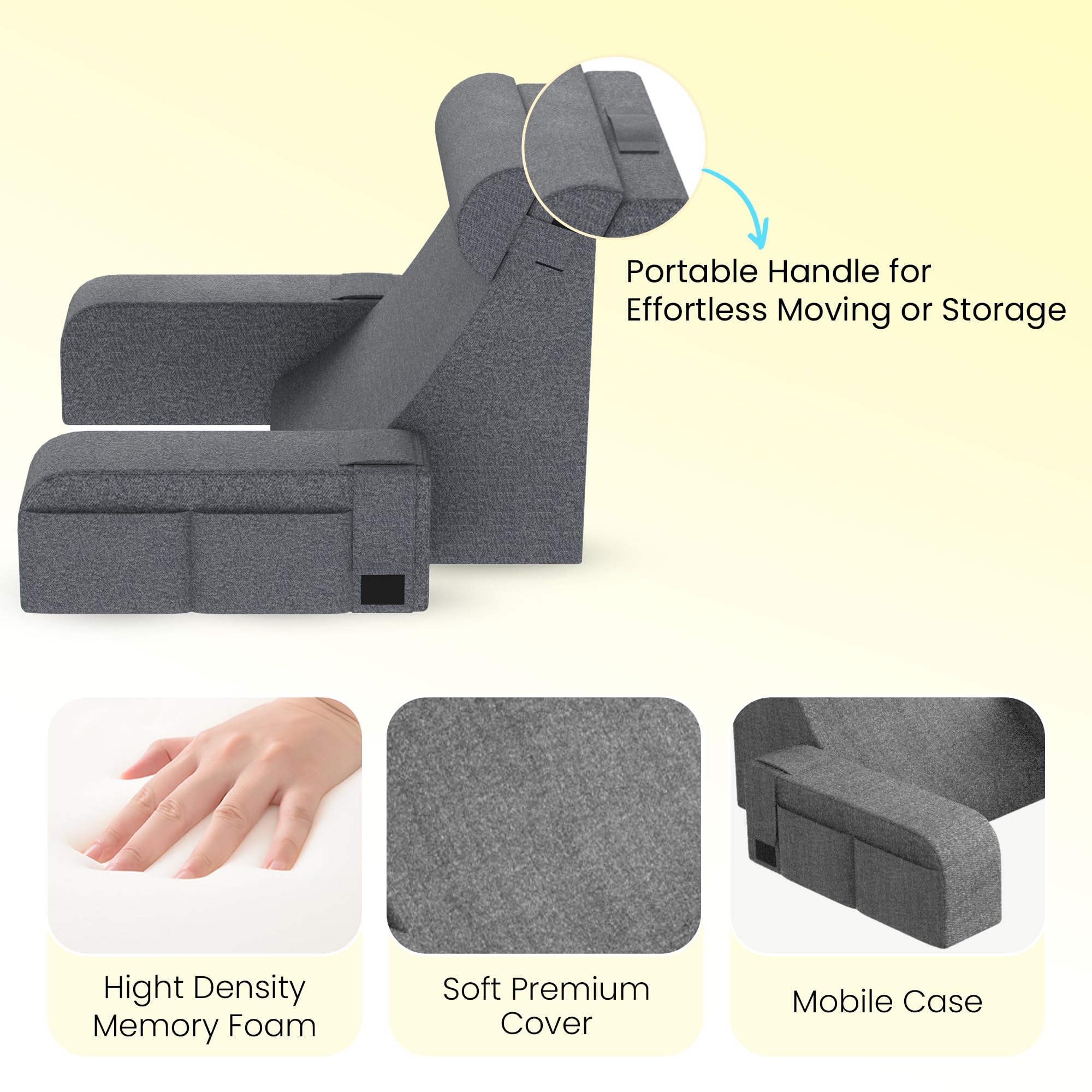 CareFoam Reading Pillow with Arm Support & Headrest | Backrest Pillow for Bed | Memory Foam Bed Back Support Pillow for Reading, Working & Relaxing | Premium Fabric 4