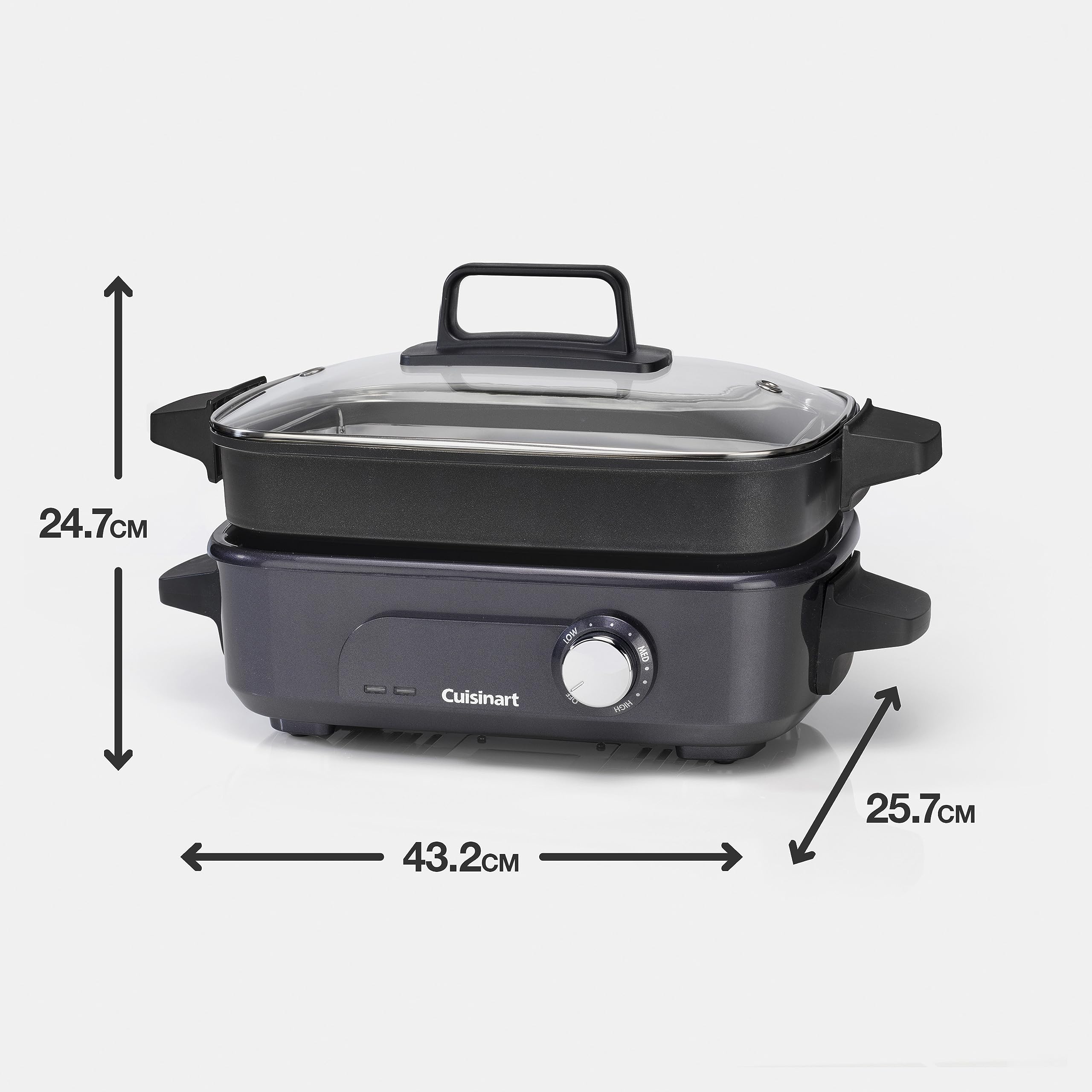 Cuisinart Cook In multicuiseur 5 en 1| Griller, saisir, cuire à la vapeur, mijoter et mitonner | Plaques et casseroles antiadhésives et interchangeables | Empilables, rangement facile | Gris minuit