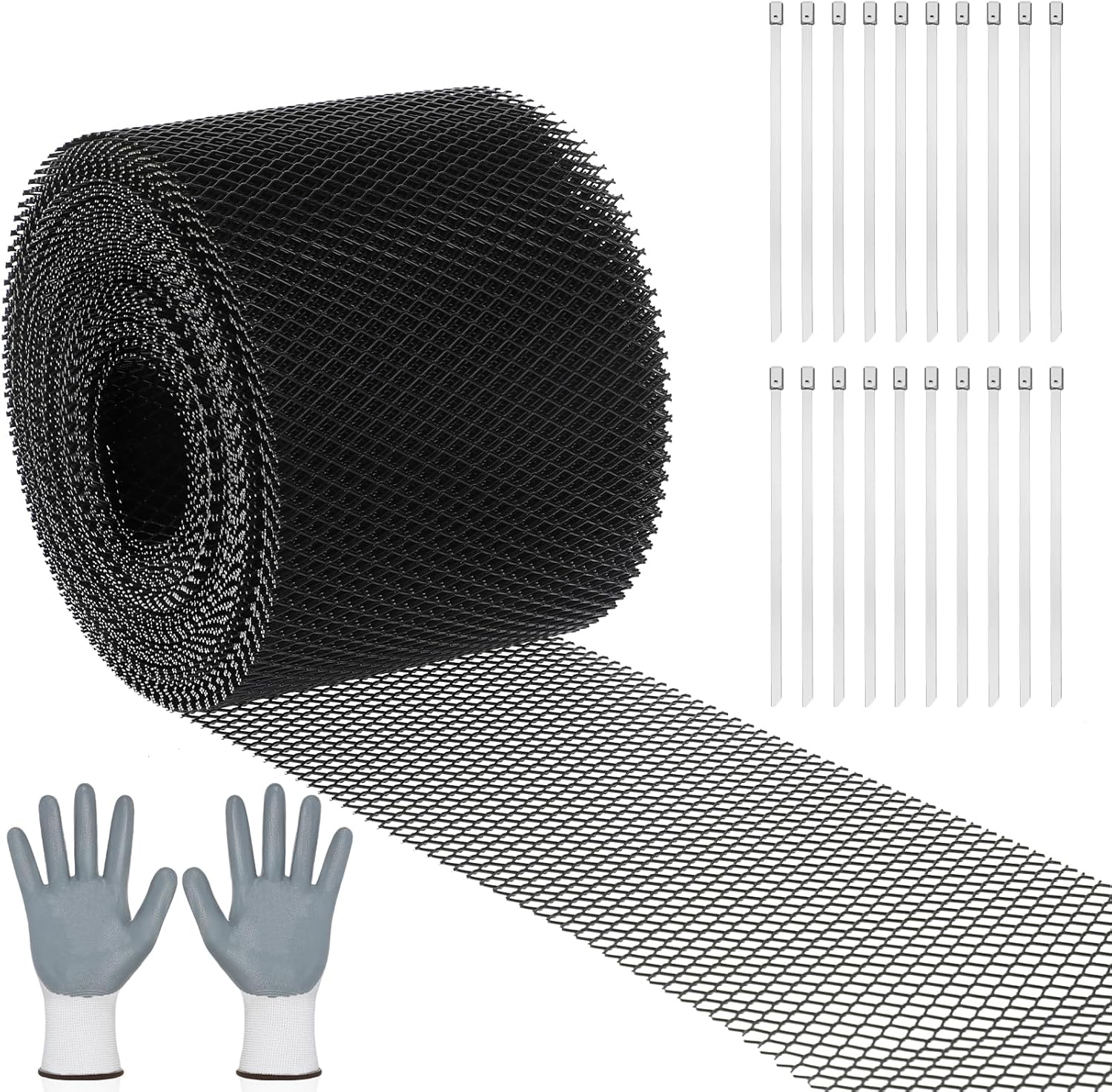Tandefio Gutter Guard 5 Inch x 60 Feet Aluminum Guards Mesh Leaves Filter Gutter Cover Screen DIY Protection Netting Roll with 20 Fixed Cable Tie and Anti Scratch Gloves for Leaves Twigs (Black) 5 Inch x 60 Feet Black