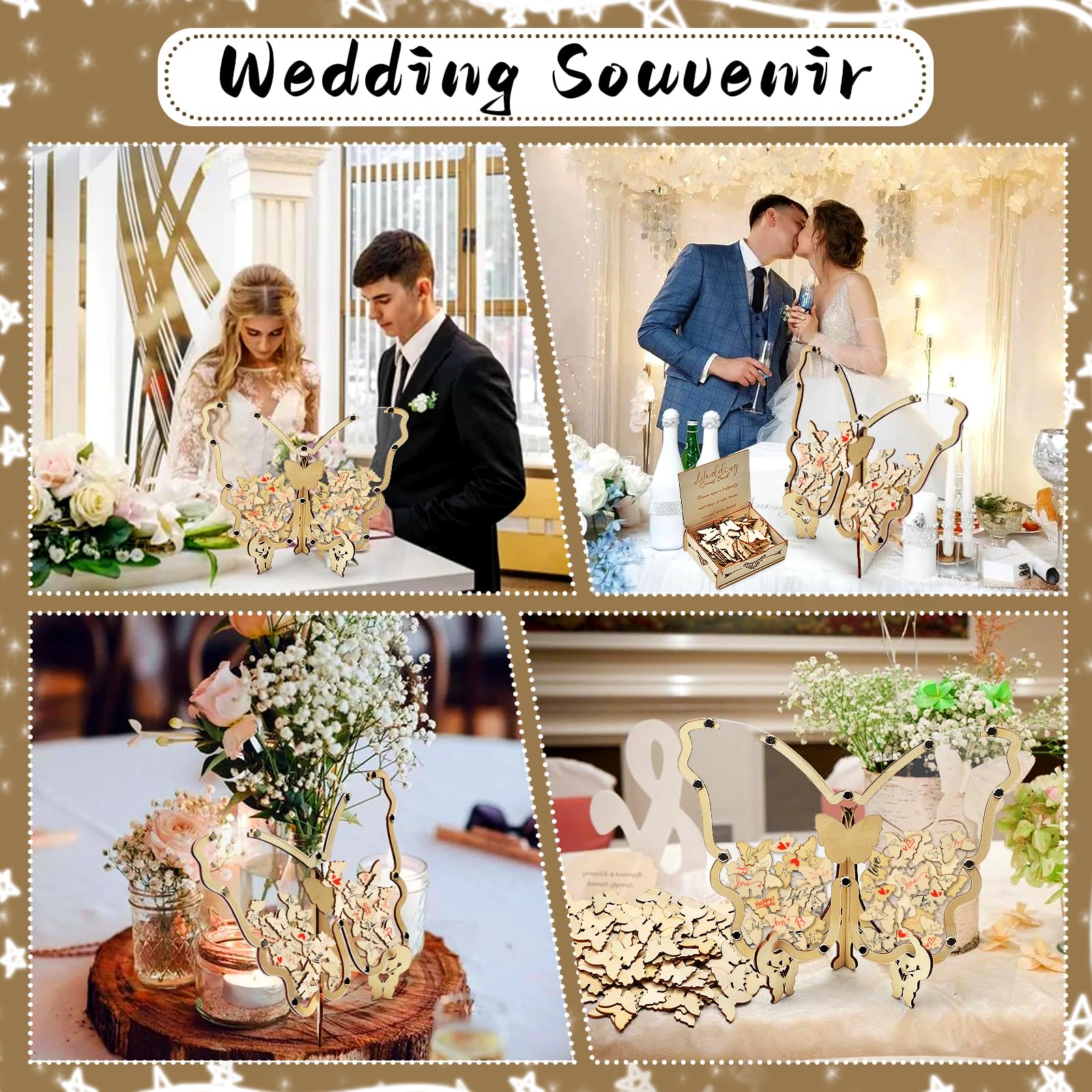 Livre D'or Arbre De Vie En Bois Mariage Cadre Signature Mariage 80pcs Mini Feuilles Bois Coeur En Bois 1pc Accessoire Guestbook Pour Mariage Anniversaire Douche De Bébé