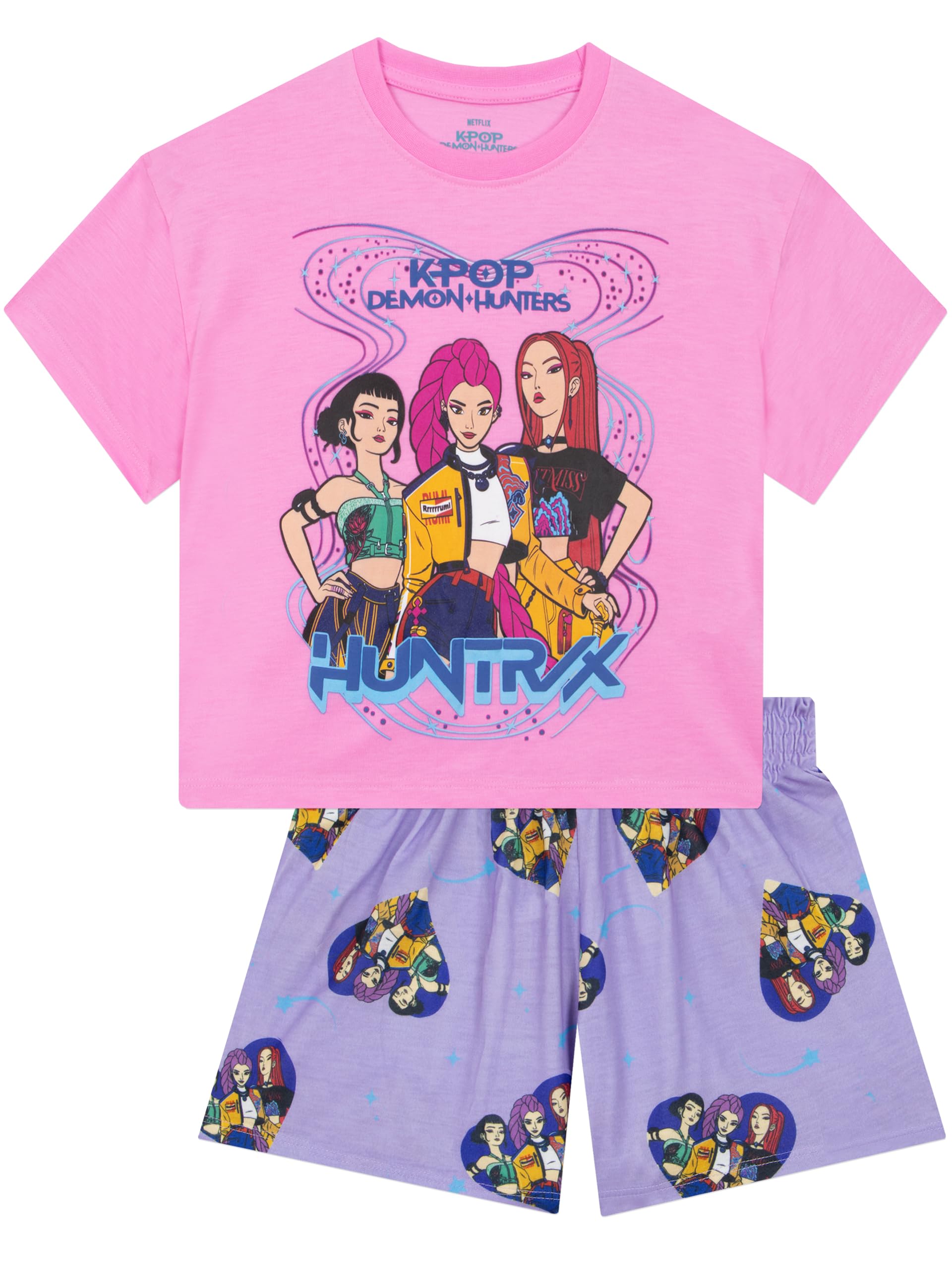 KPOP Demon Hunter Pijama Niña, Pijama KPOP Niña Manga Corto, Pijamas Rumi, Mira, Y Zoey para Chicas, Multicolor 8