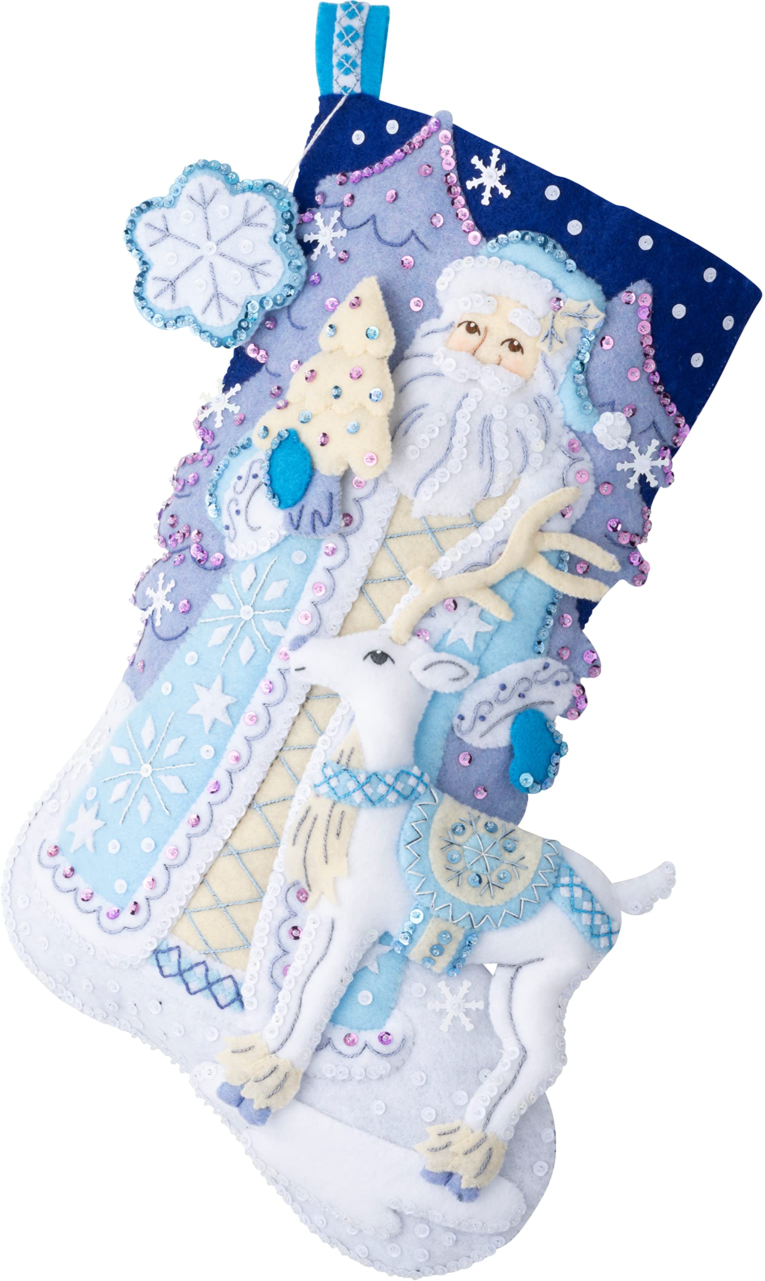 Bucilla, Winter Wonderland 45 cm filcowy zestaw do robienia pończoch, idealny do samodzielnego wykonania drutów i rzemiosła, 89540E