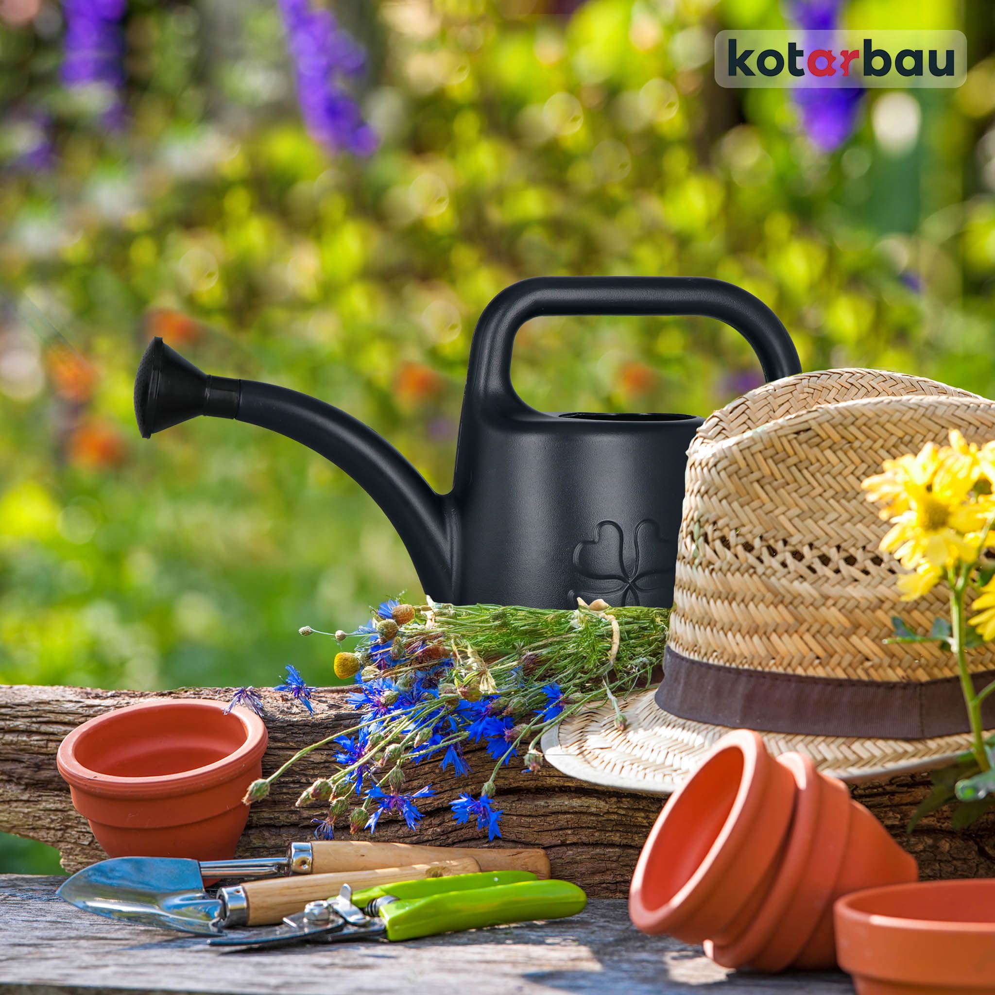 KOTARBAU® Regadera Plantas - Plástico - 1,8 L - Antracita - Regaderas para Macetas - con Boquilla Extraíble para Jardín