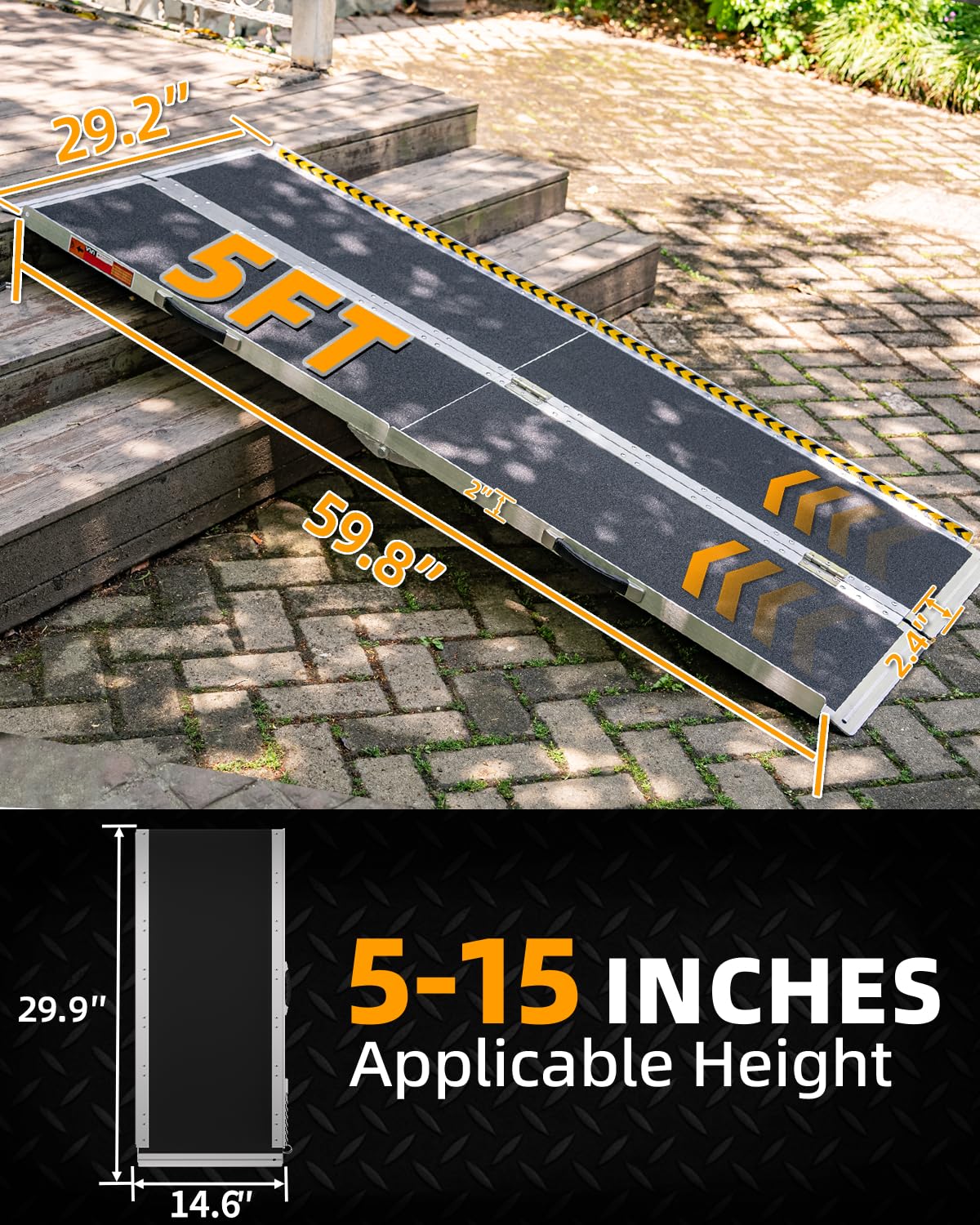 Portable Aluminum Wheelchair Ramp - 3FT, Non-Slip, Ethiopia