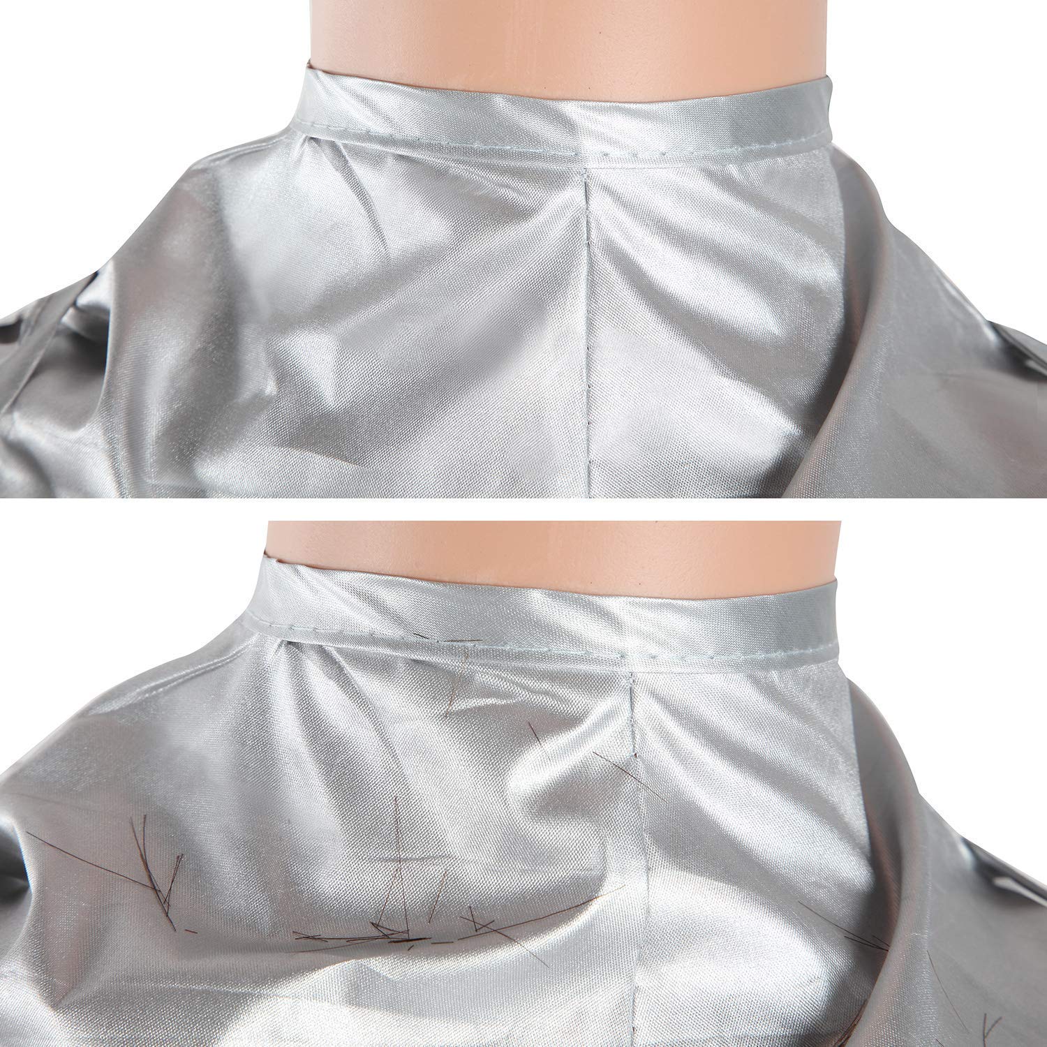 Voarge Mantellina Parrucchiere, Vestiti da parrucchiere tintura parrucchiere taglio di capelli mantello tridimensionale traspirante panno, Adulti e Ragazzo, Grigio Argento
