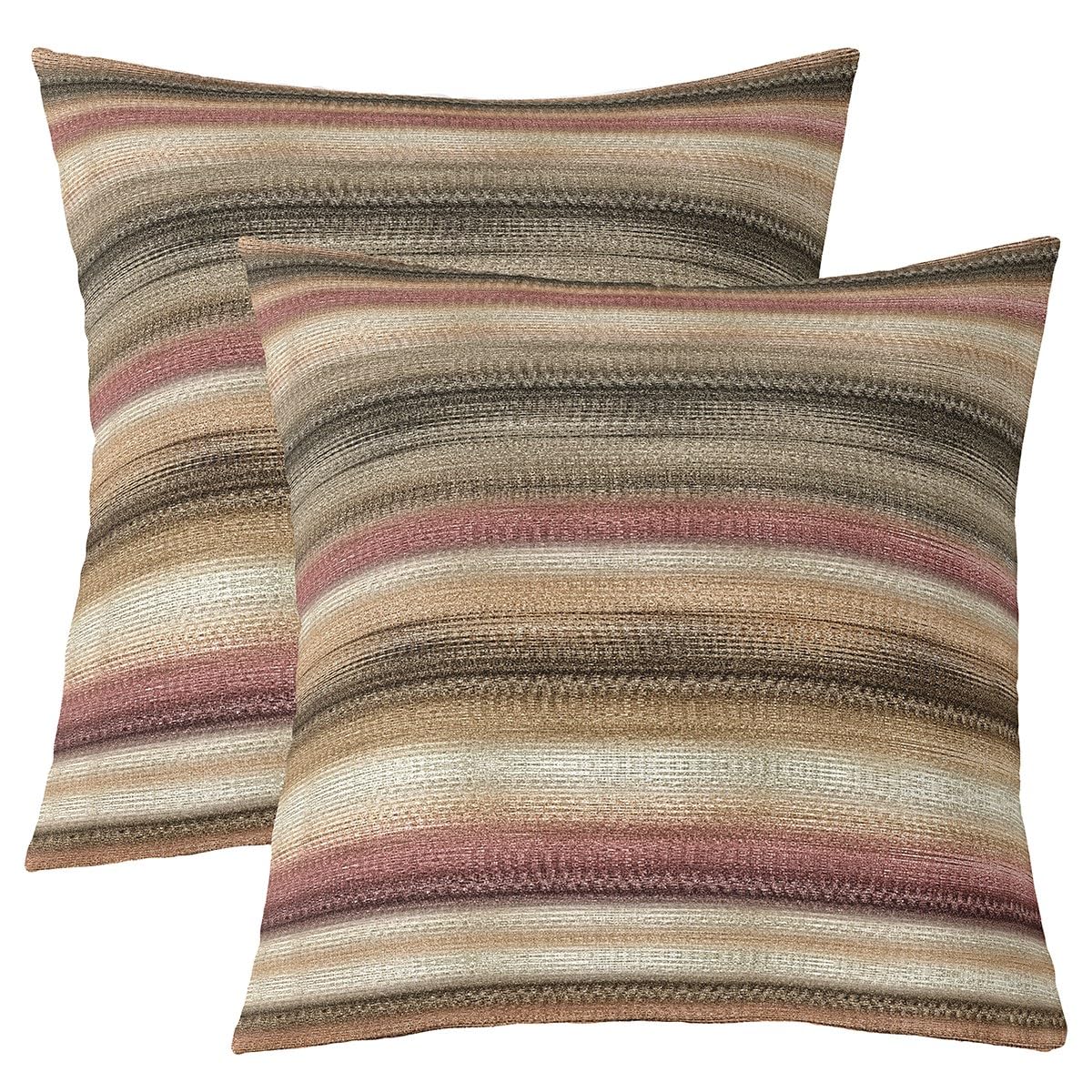 Feelyou Western Tribal Geometric Throw Pillow Covers 16"x16" Set of 2 Soft Brown Southwest Throw Pillowcases for Strip Lines Pillow Cases Cushion