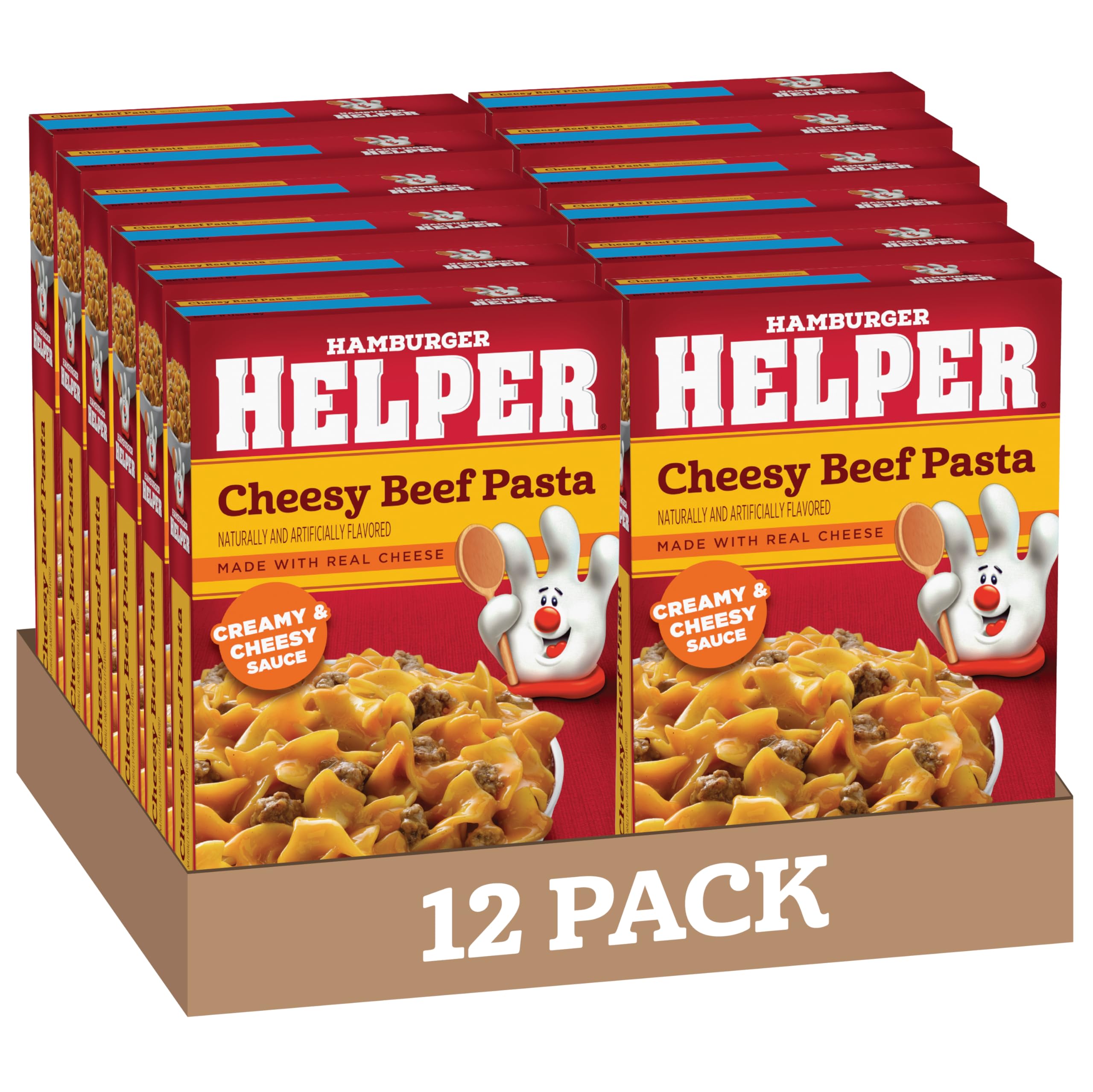 Hamburger Helper Cheesy Beef Pasta Meal (5.2 oz - 12 Pack) No Artificial Flavors, Ready in 3 Easy Steps, Quick Meals Perfect for Midweek Dinners, Busy Evenings & Families On-the-Go