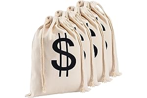 4Pcs 6.3 x 9 Inches Canvas Money Bags: Spice Up Your Party...