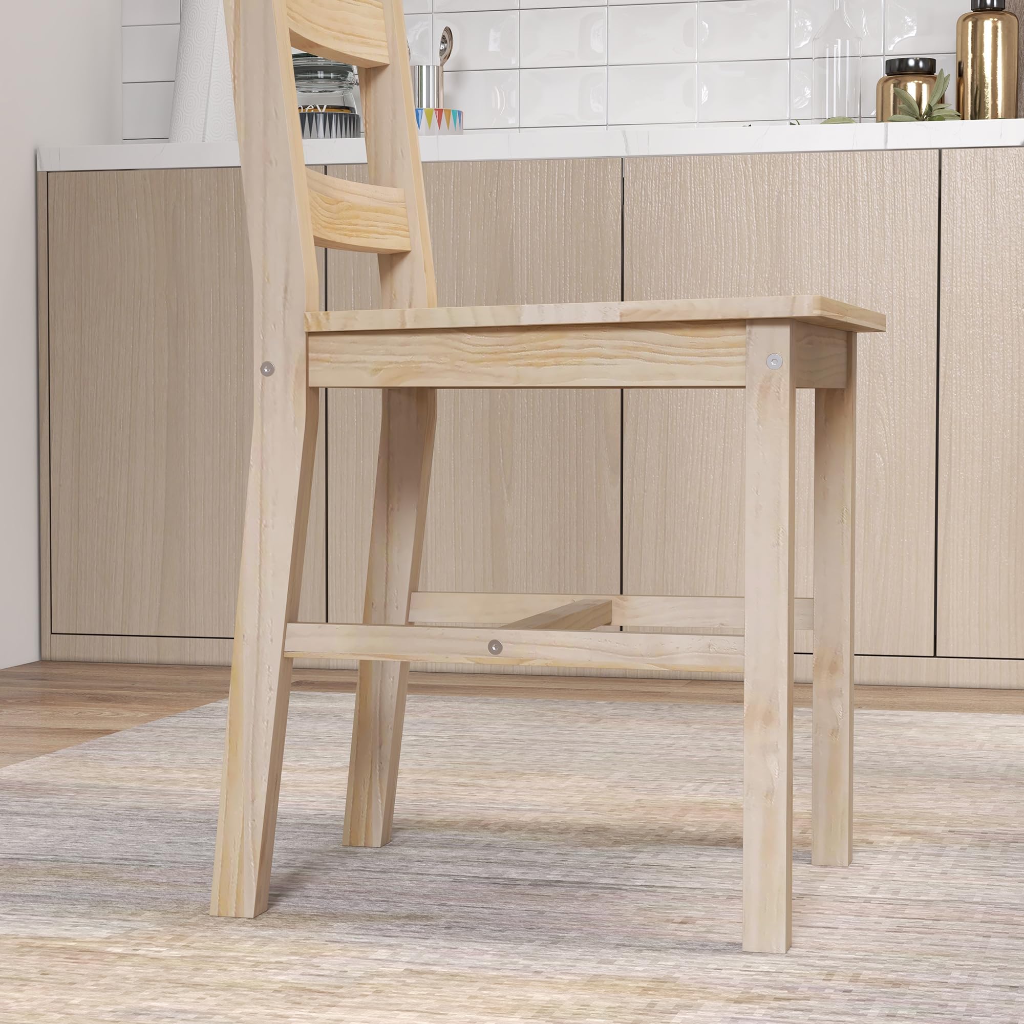 HOMCOM Esstisch mit 4 Stühlen Essgruppe aus Kiefernholz Moderne Esszimmergruppe für Kleine Räume, Esszimmer, Küche, Wohnzimmer, Natur