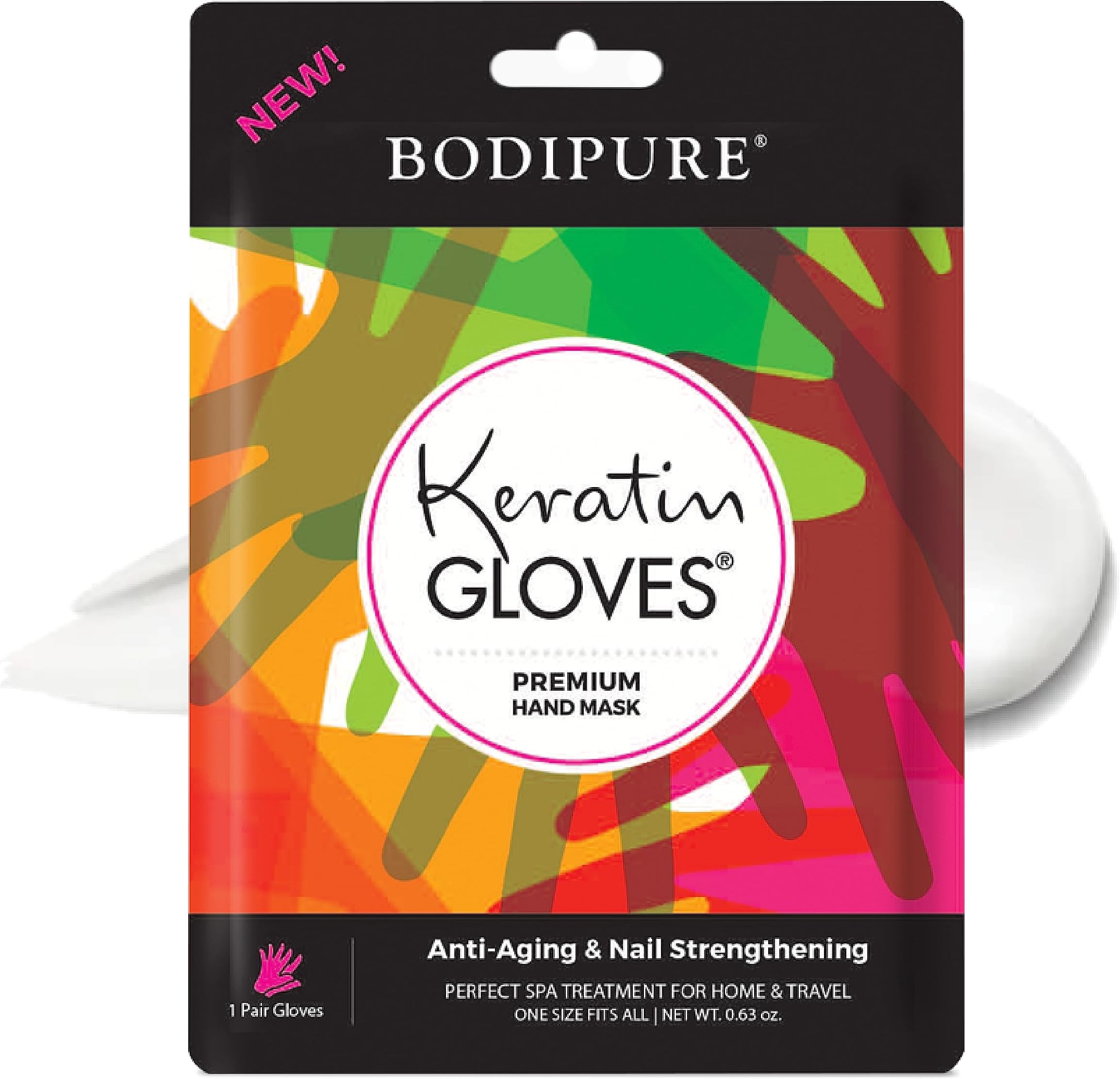 Bodipure Premium Hand Mask Keratin Gloves, Moisturizing Gloves for Dry Hands & Nail-Strengthening & Cuticle Softening, Spa Experience at Home, No Harm Chemical & For All Skin Types 1 Pair