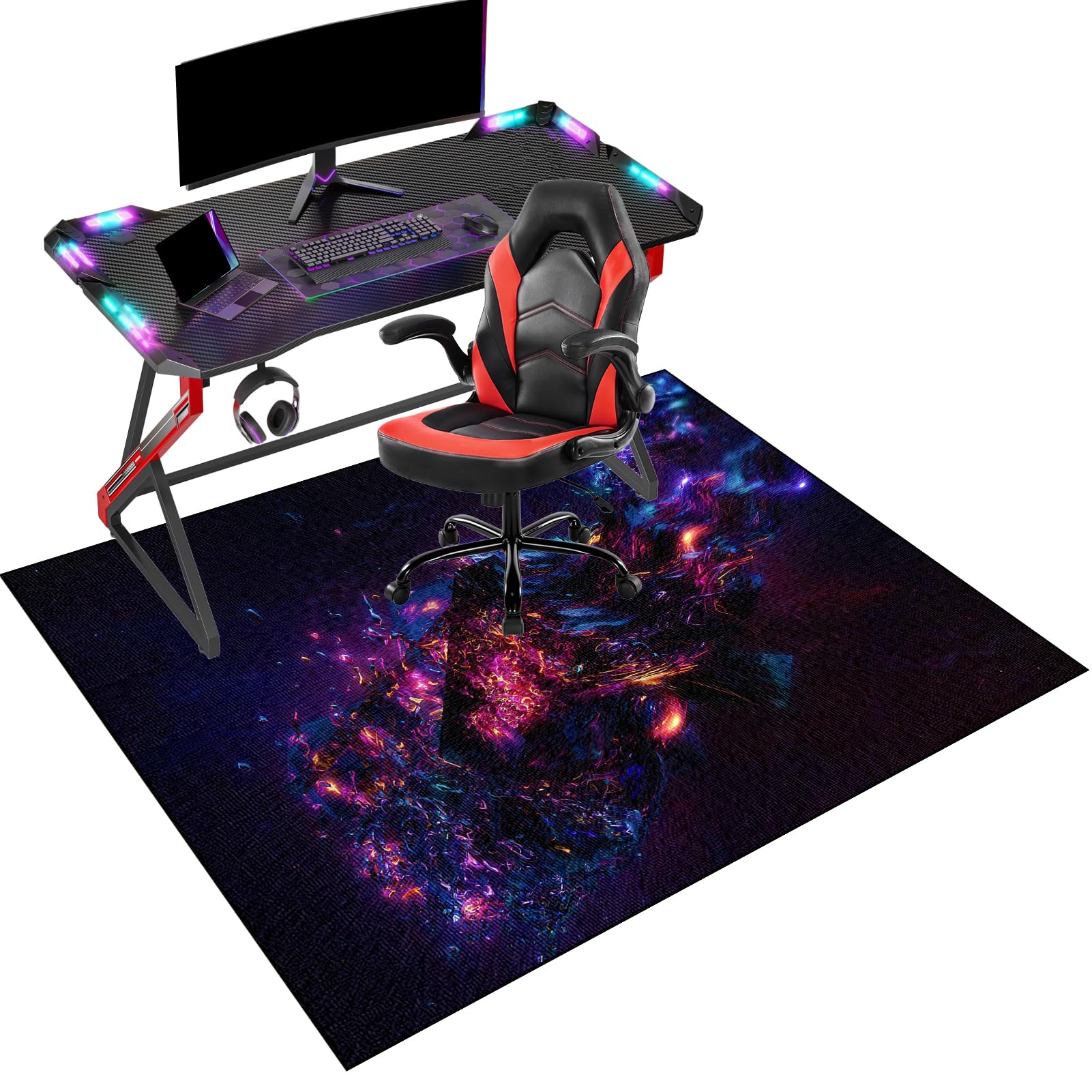 Fcenghox 494A Office Chair Mat For Carpeted And Hardwood Floor Protector For Rolling Chair Non-Slip Desk Chair Mat Computer Gaming Chair Mat Low Pile Carpet Protector Mat, Floor Mat For Office Chair 60 X 70 Cm