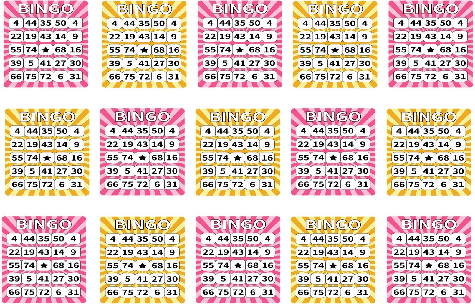 Bingo Card Pink 15 x 2 inch Edible Cupcake Toppers Icing, Wafer or Wafer Card (Wafer Card)