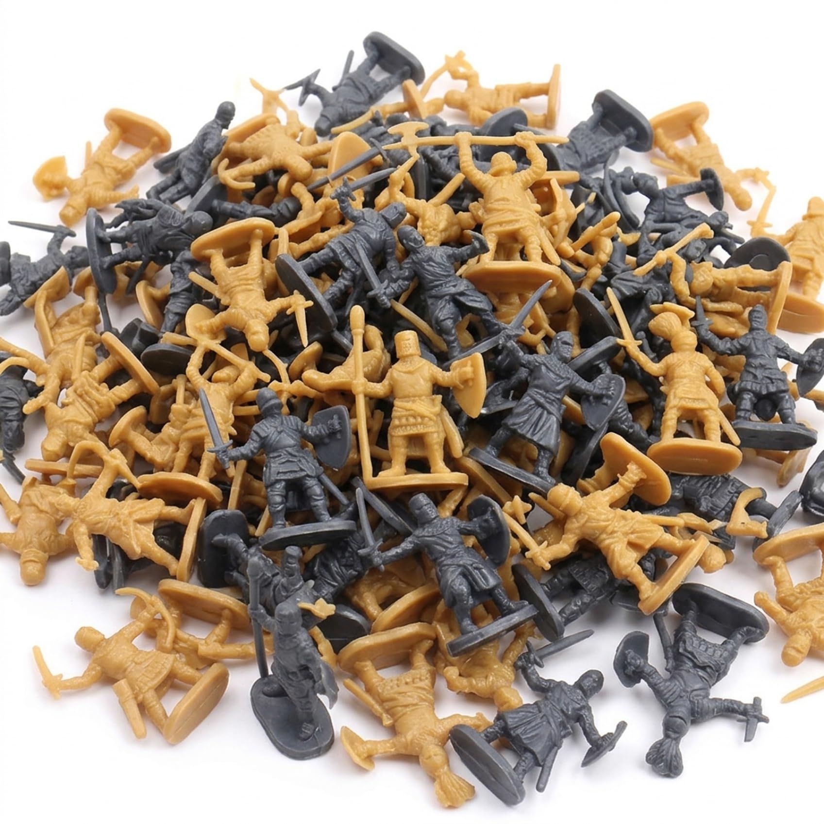 Vistnale Army Men Action Figures, 200pcs Toy Soldiers 1:72 Scale Mini Knight Figurines - Plastic Toy Soldiers With Swords &, Medieval Army Men Action Figures For & Display (grey & Gold)