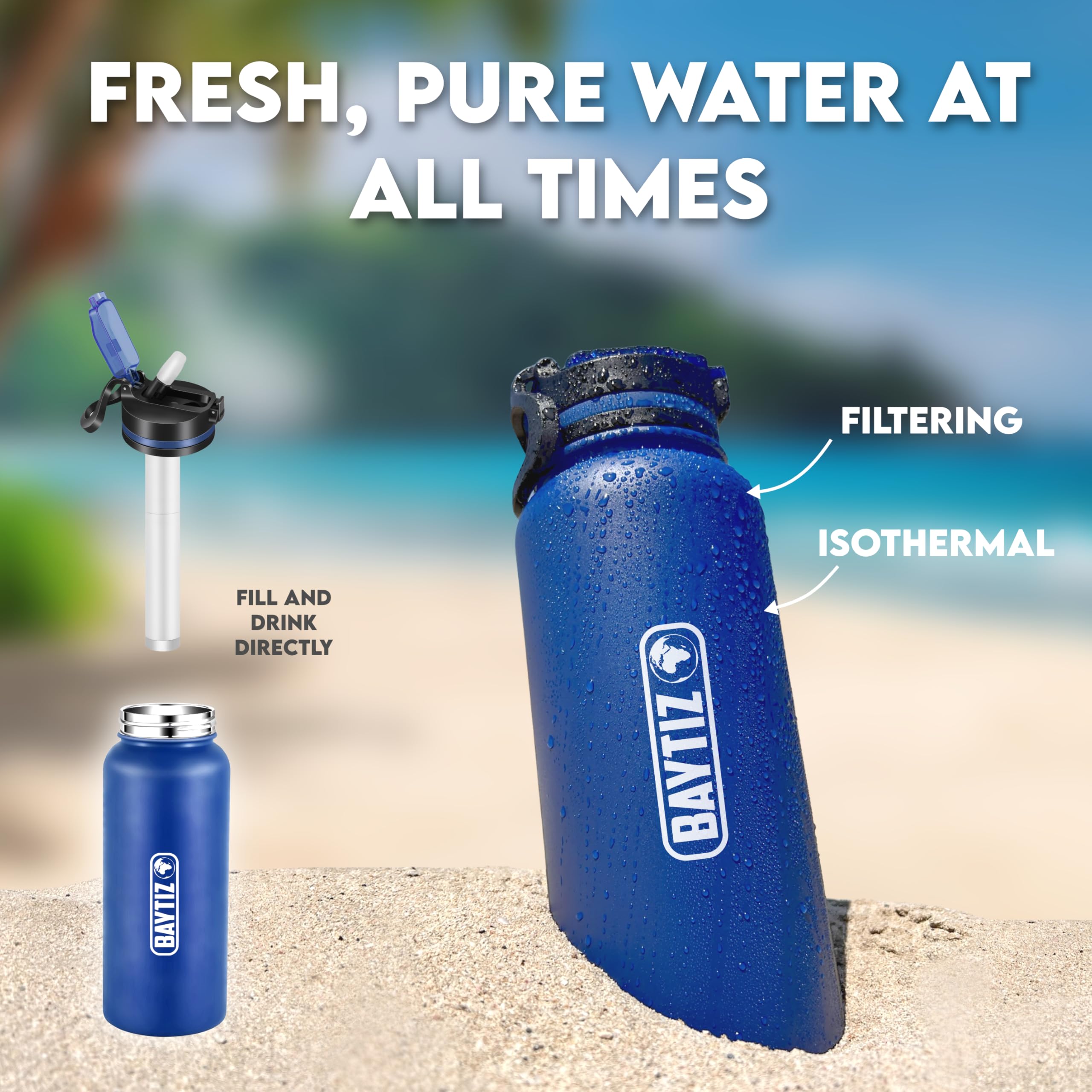 Bottiglia D'Acqua Con Filtro Al Carbone Attivo - Per Trekking E Sopravvivenza - Foto 9