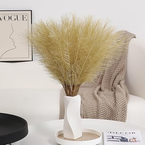 Miniatura 22 de 30 piezas de hierba de las pampas negra - Decoración de hierba de las pampas artificial de 24 pulgadas, hierba de las pampas artificial corta para A