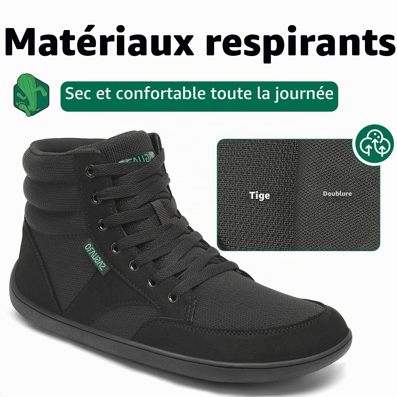 SAGUARO Chaussures Barefoot Montantes Unisexe | Pied Nus | Pieds Larges, Gr.36-48