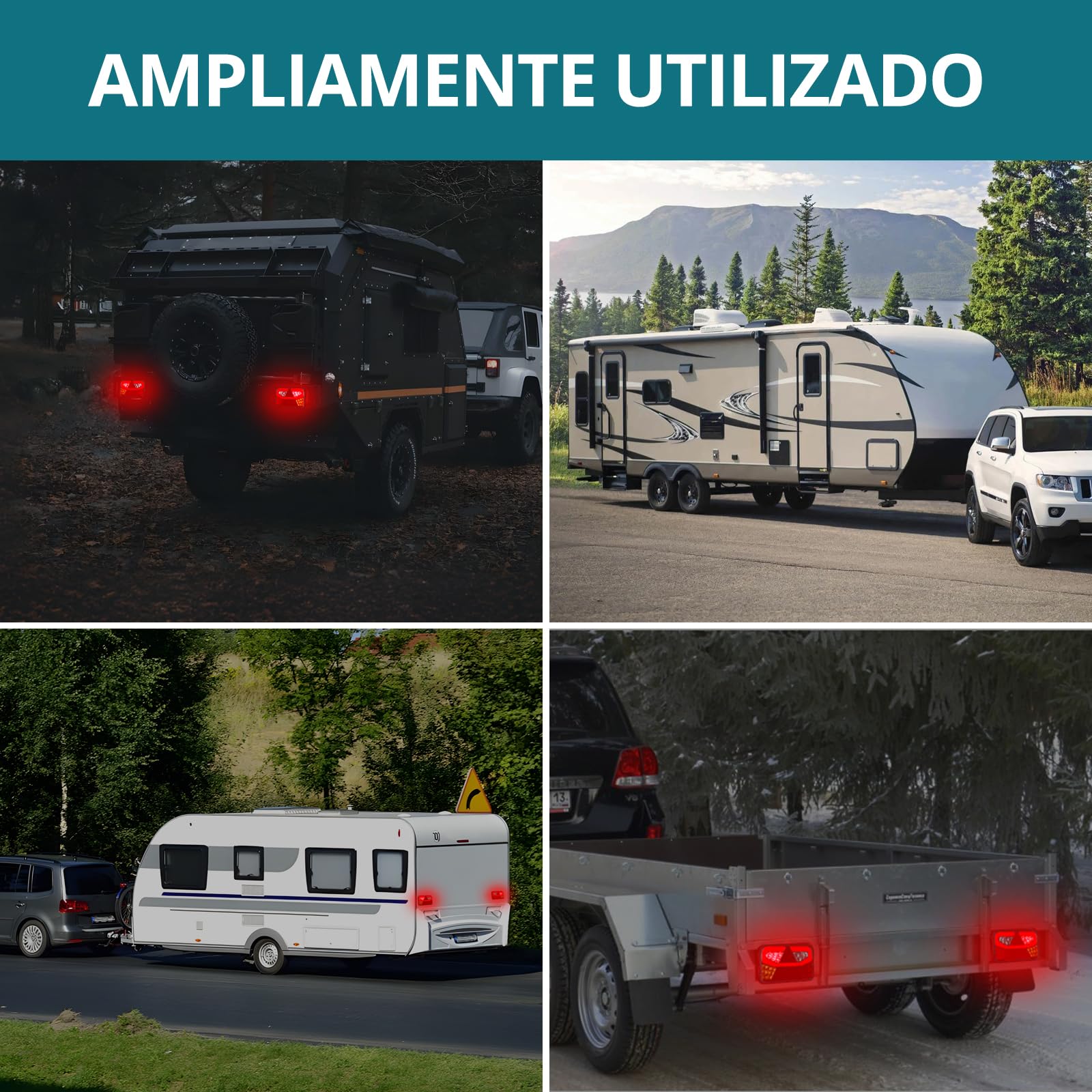 2 pcs Kit de Luces Traseras de Remolque, Pilotos Traseros Remolque | 13 pines con 6 Funciones y Cable 5.5m, Certificado E-mark para Camión Caravana Tractor Remolque (SIN luz de matrícula)