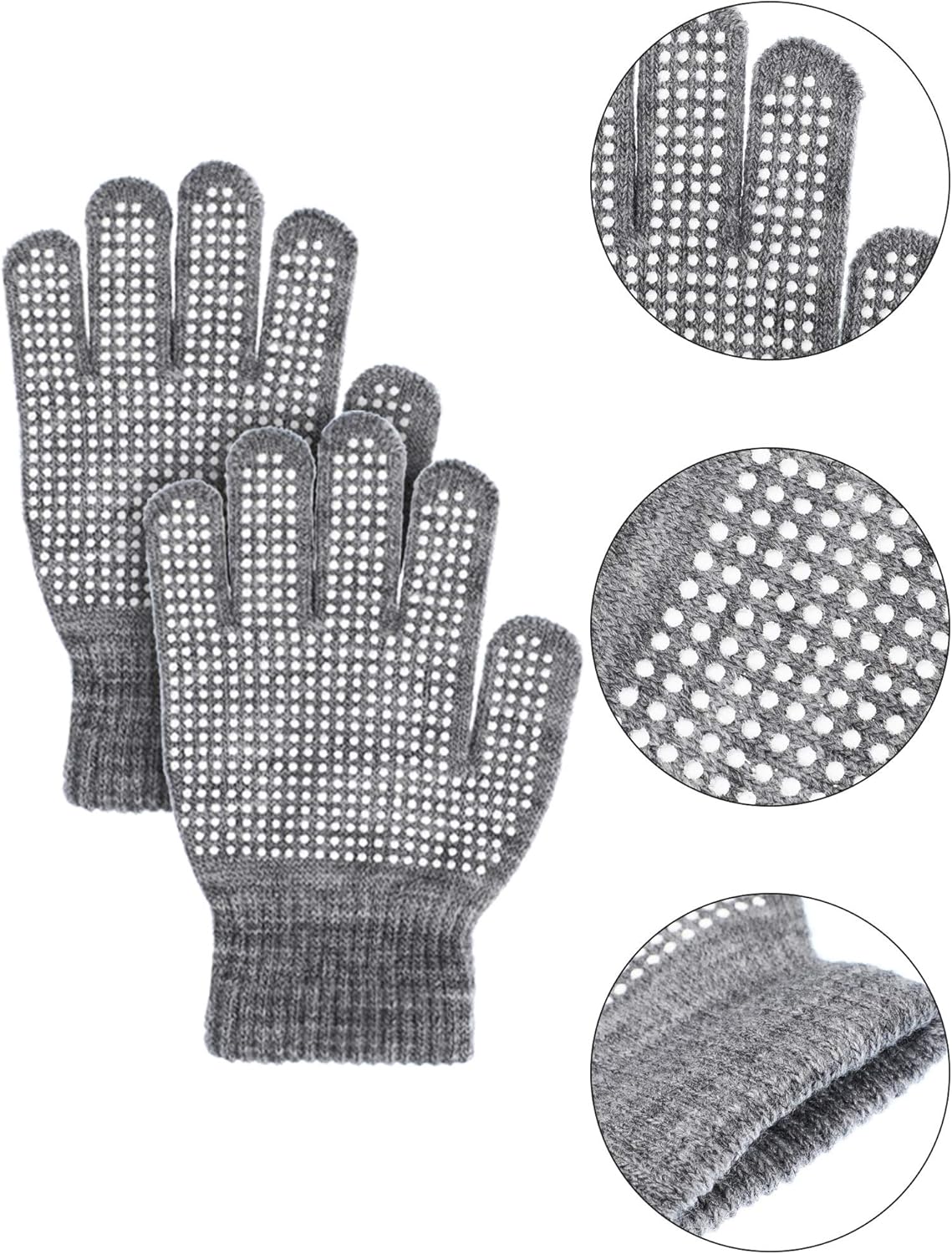 Sumind 12 Pairs Winter Knitted Stretch Grip Gloves Anti Slip Knit Warm Gloves for Children - Image 4