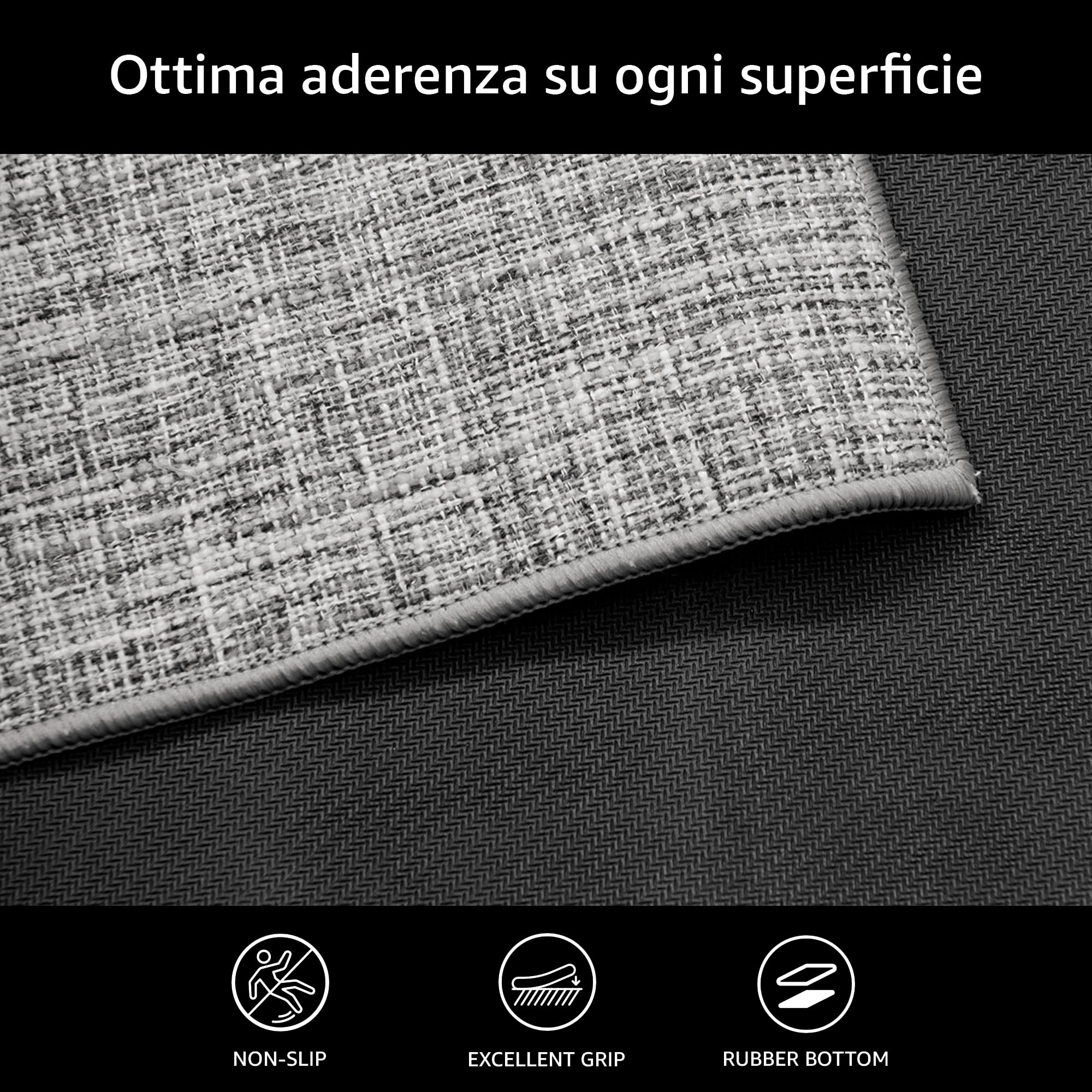Comart - Tappeto Cucina Trama - 50x120 cm - Antiscivolo - Assorbente - Facile da Pulire - Passatoia in Poliestere Intrecciato - Resistente - Moderno - Runner per Corridoio e Entrata - Grigio