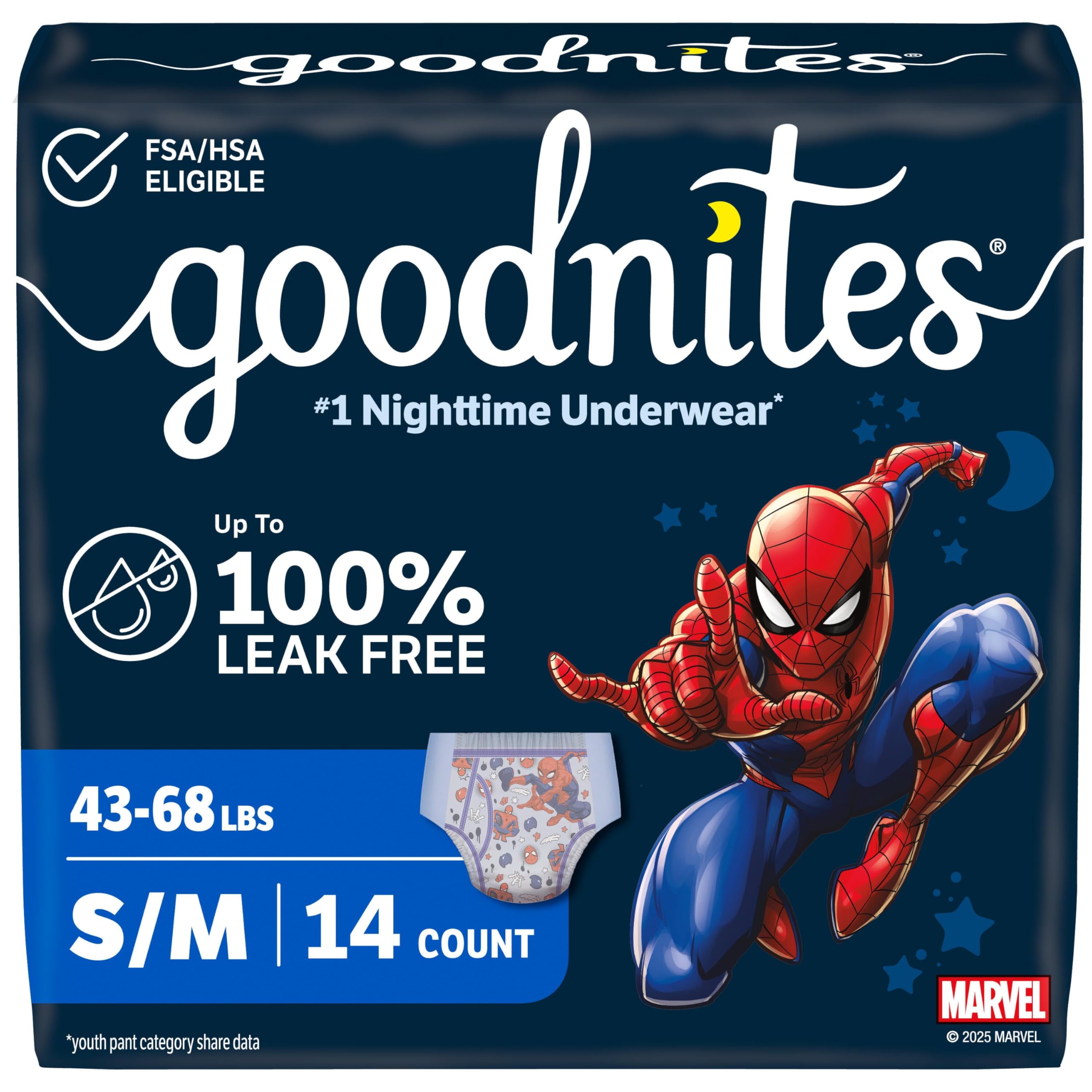 GoodNites Bedtime Sous-vêtements pour garçon Taille S à M 14 carats