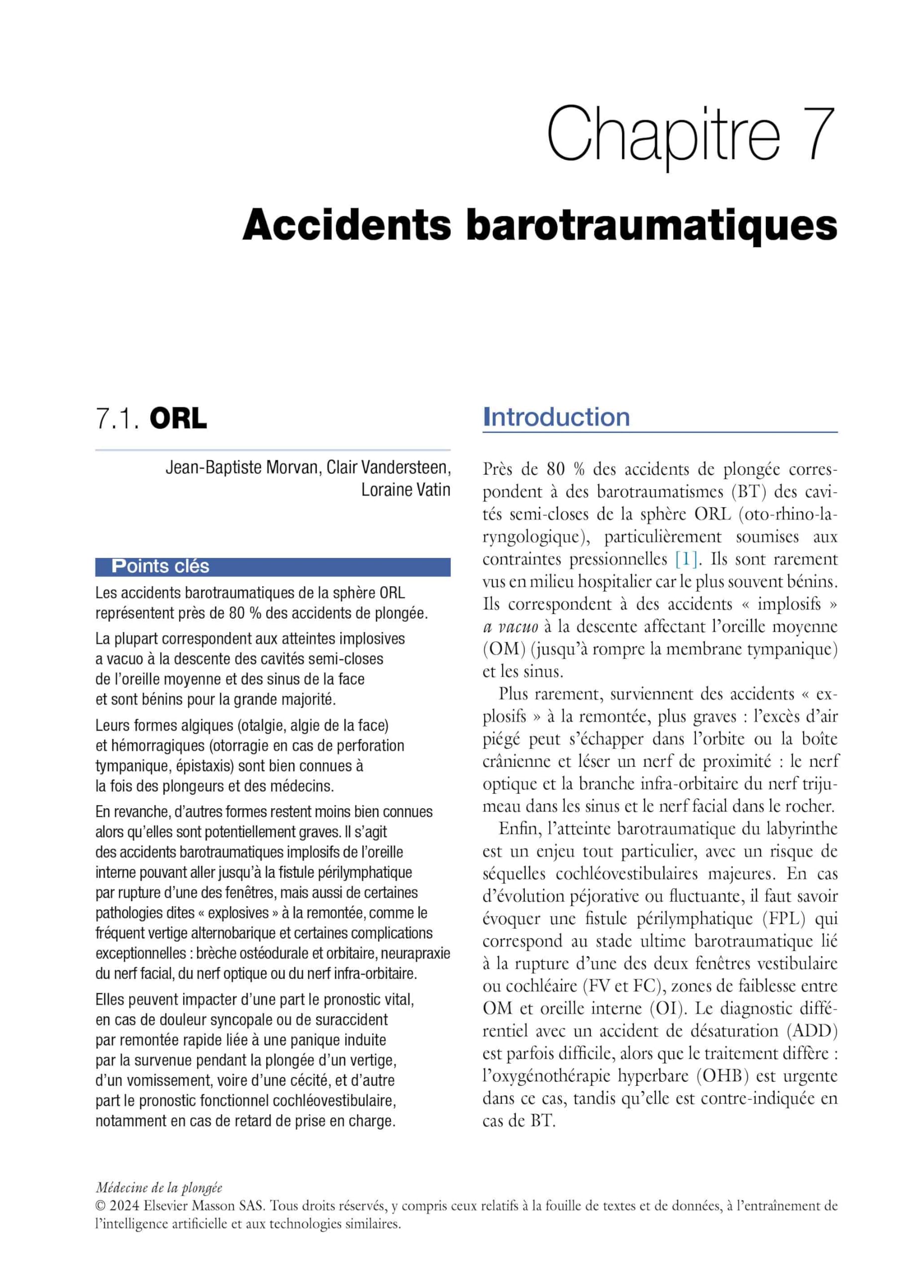 Médecine de la plongée: Physiopathologie, diagnostic, traitement et prévention des accidents de la plongée subaquatique et