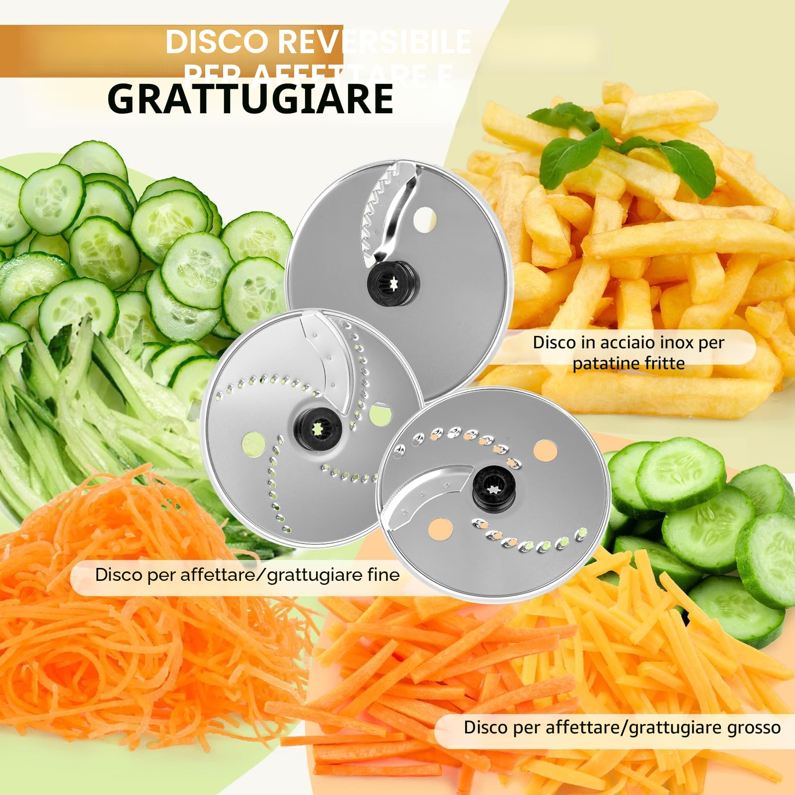Howork Robot da Cucina multifunzione 1500W, Multifunzione di Grande Capacità, Per Tritare, Affettare, Sminuzzare, Tritare, Frullare, Sminuzzare,Farcire e Impastare, Acciaio Inox Nero