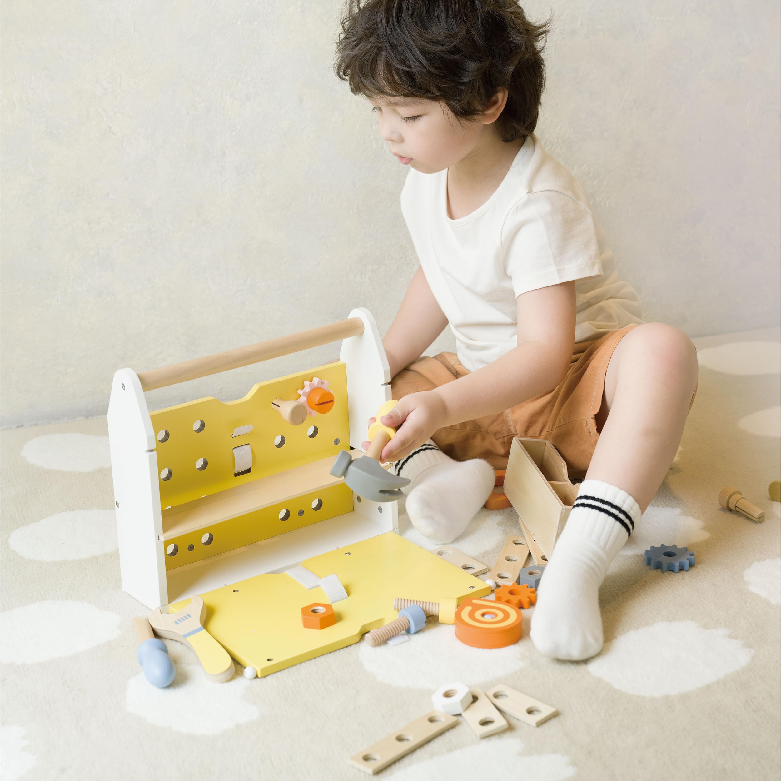 Cassetta degli attrezzi in legno 27 pezzi giocattolo per bambini dai 3 anni in su