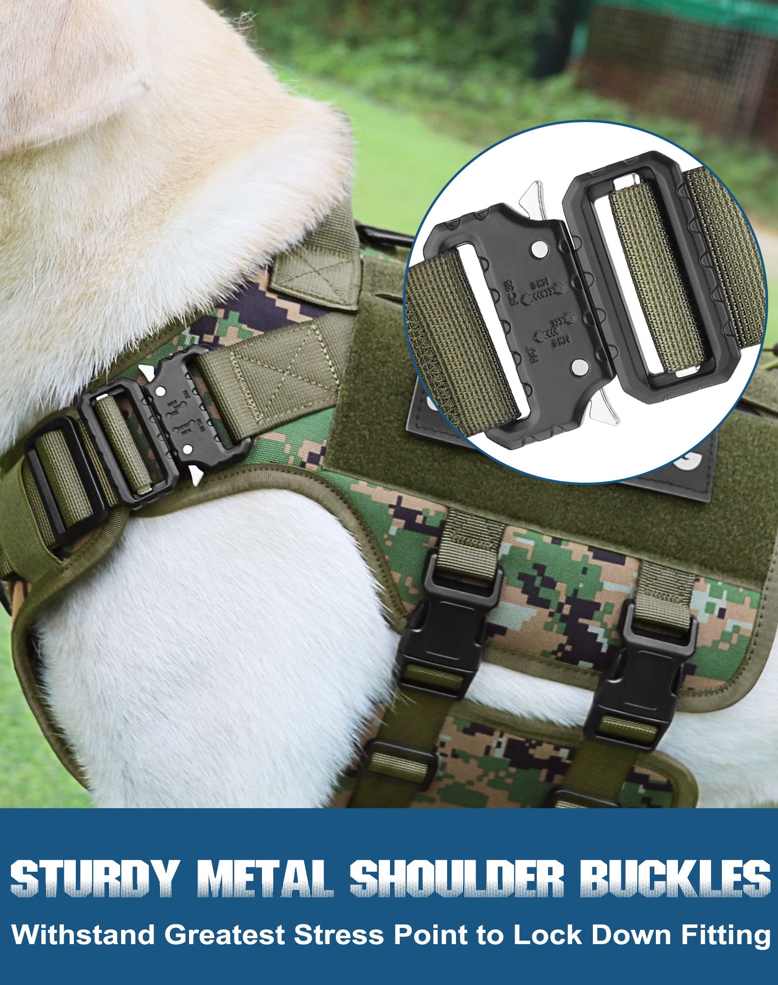 PETNANNY Arnés táctico para perro, arnés para perro de servicio, chaleco de apoyo emocional para perros medianos y grandes, chaleco para perros ESA sin tirones con gancho y bucle, chaleco Molle de