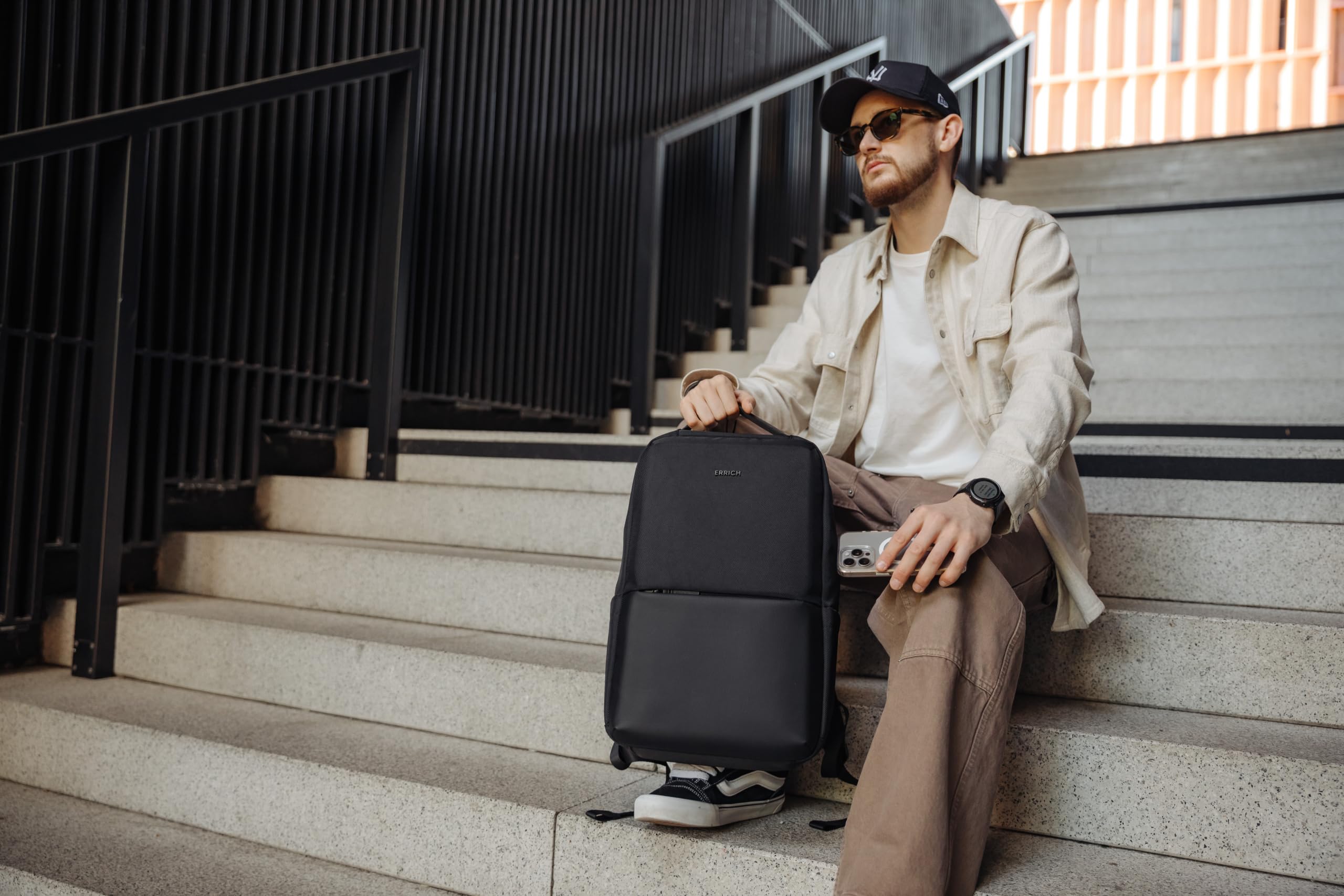 Laptop City Rucksack 16" - Wasserfester Business-Rucksack für Arbeit, Reisen und Alltag, Uni, Schwarz, 20 Liter, Für Männer und Frauen