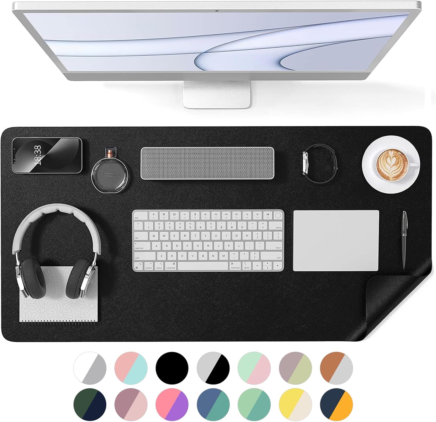 Crenovo Non Slip Big Desk Pad, 31.5'' x 15.7'' PU Leather Computer ...