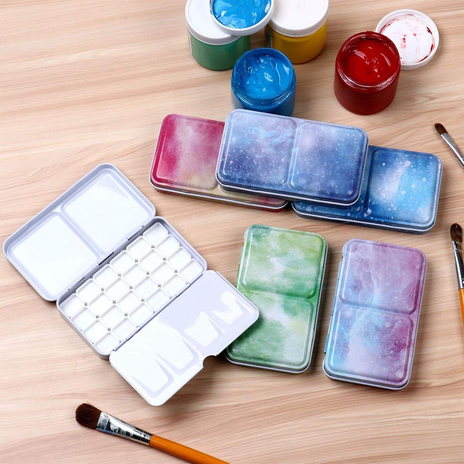 Palette de peinture portable en étain pour artistes, boîte de