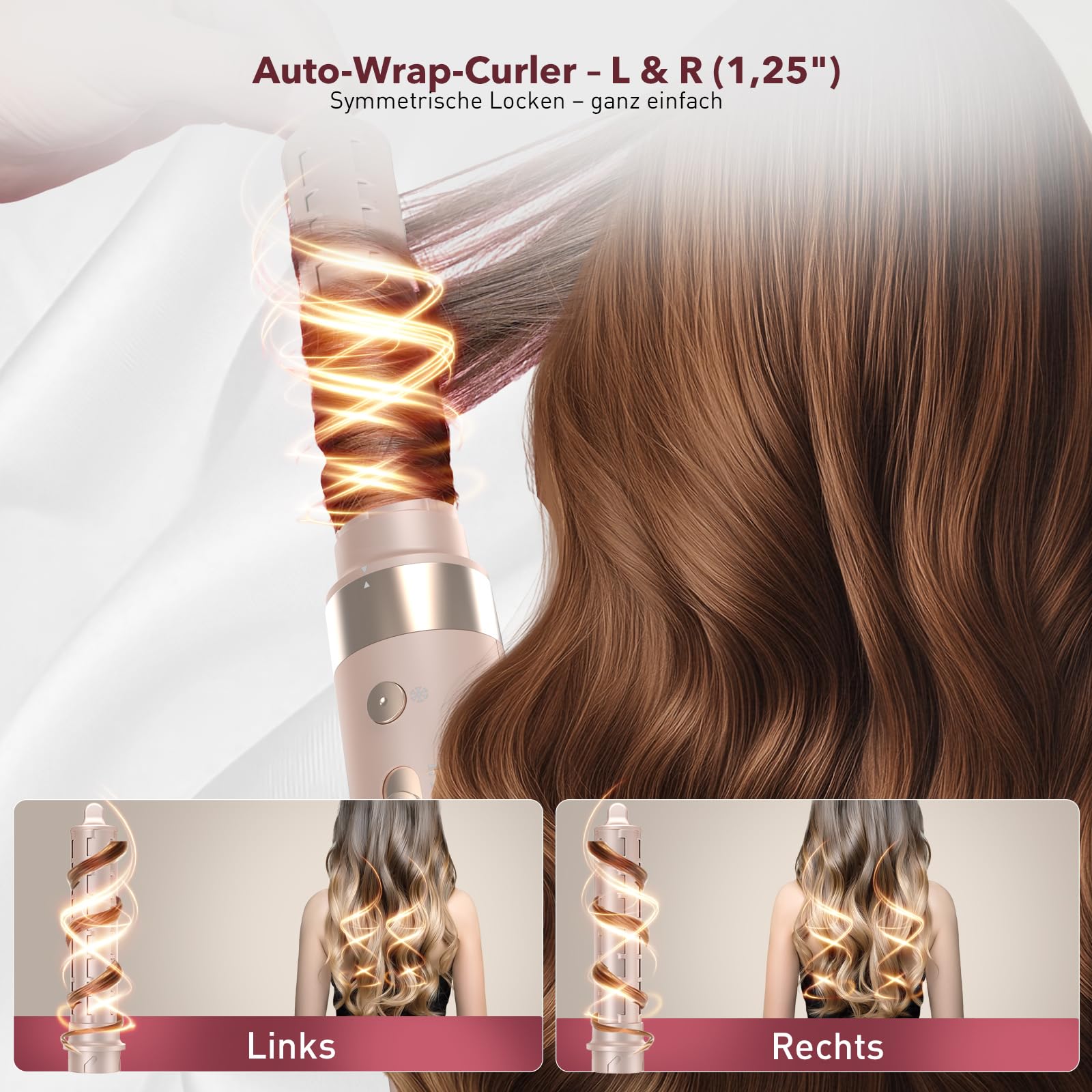 Airstyler 6-in-1, High Speed Ionen Föhn & Multifunktionaler Hairstyler, Auto-Wrap Lockenstab automatisch für alle Haartypen, Keine Hitzeschäden Warmluftbürste, Styling, Volumisieren, Locken, Glätte