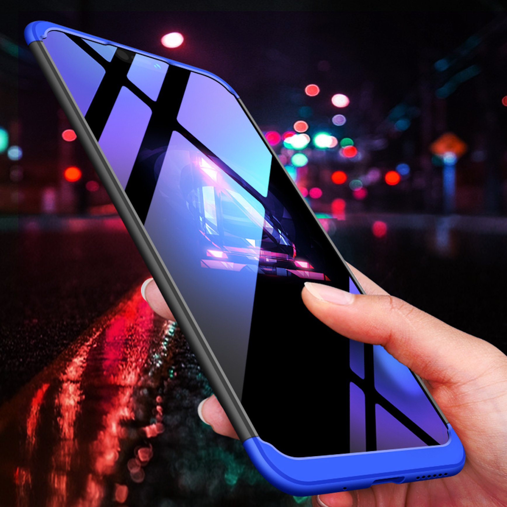 BOUNCEBACK Rubber Vivo X21 Cover Case In1 360 Anti Slip Super Slim Back  Cover For Vivo X21 (Black&Blue)