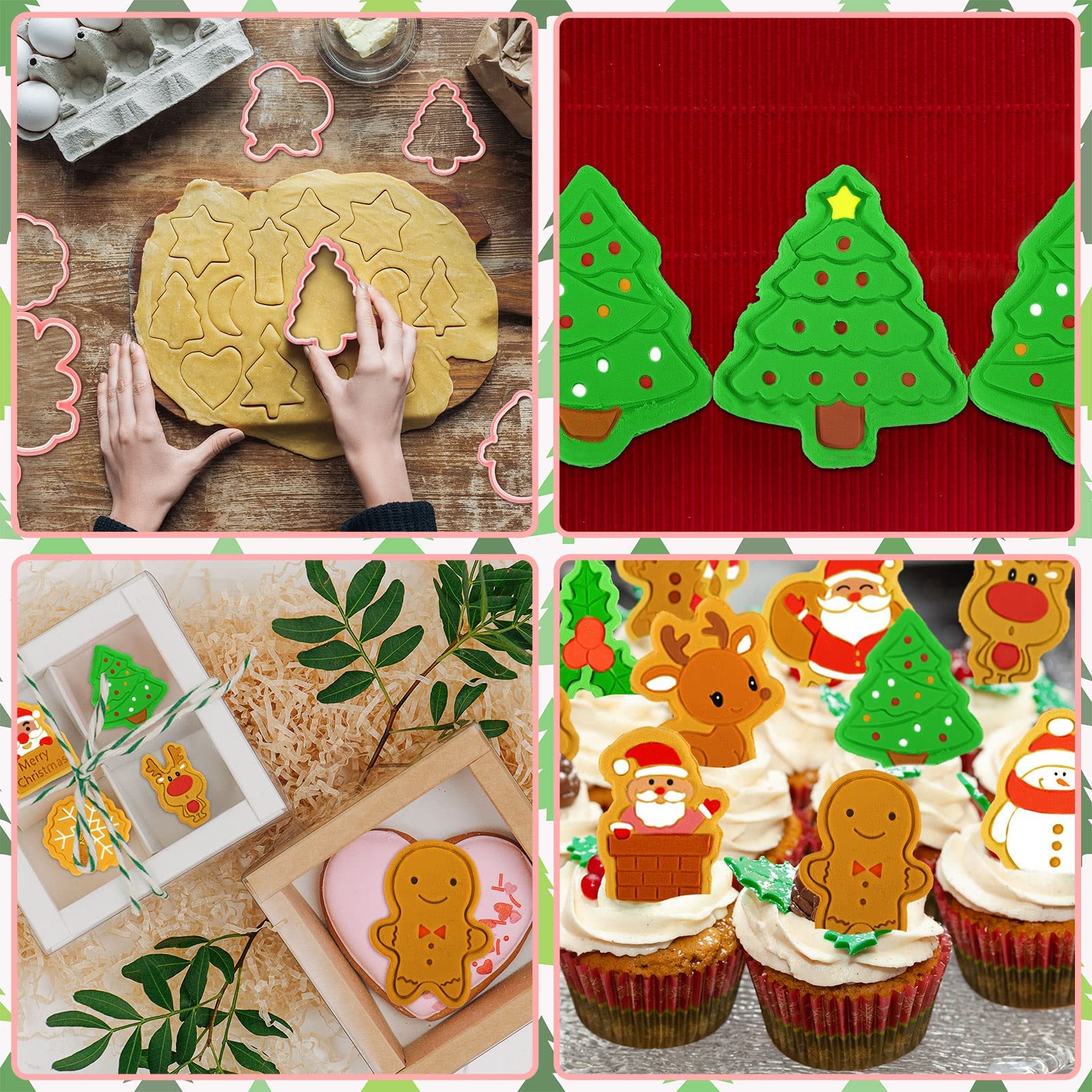 Stampini Biscotti Natalizi 3D, Dwafill Formine Biscotti di Natale 3D Plastica, Stampi Biscotti Natale 3D, Formine per Biscotti Natalizi Plastica, Tagliabiscotti Natalizi 3D (F