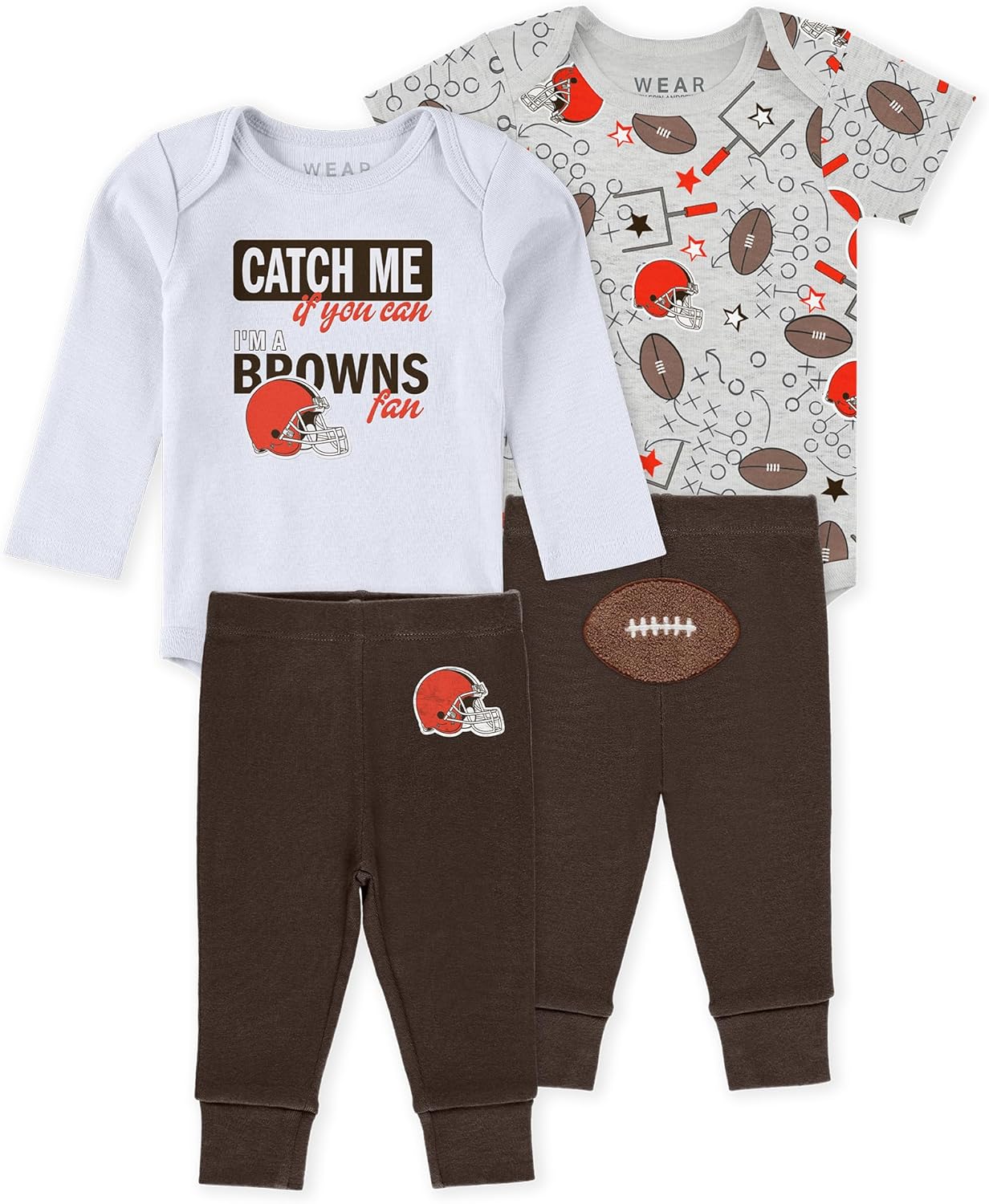 WEAR by Erin Andrews Infant & Newborn Cleveland Browns Three-Piece Turn Me Around Bodysuits & Pant Set