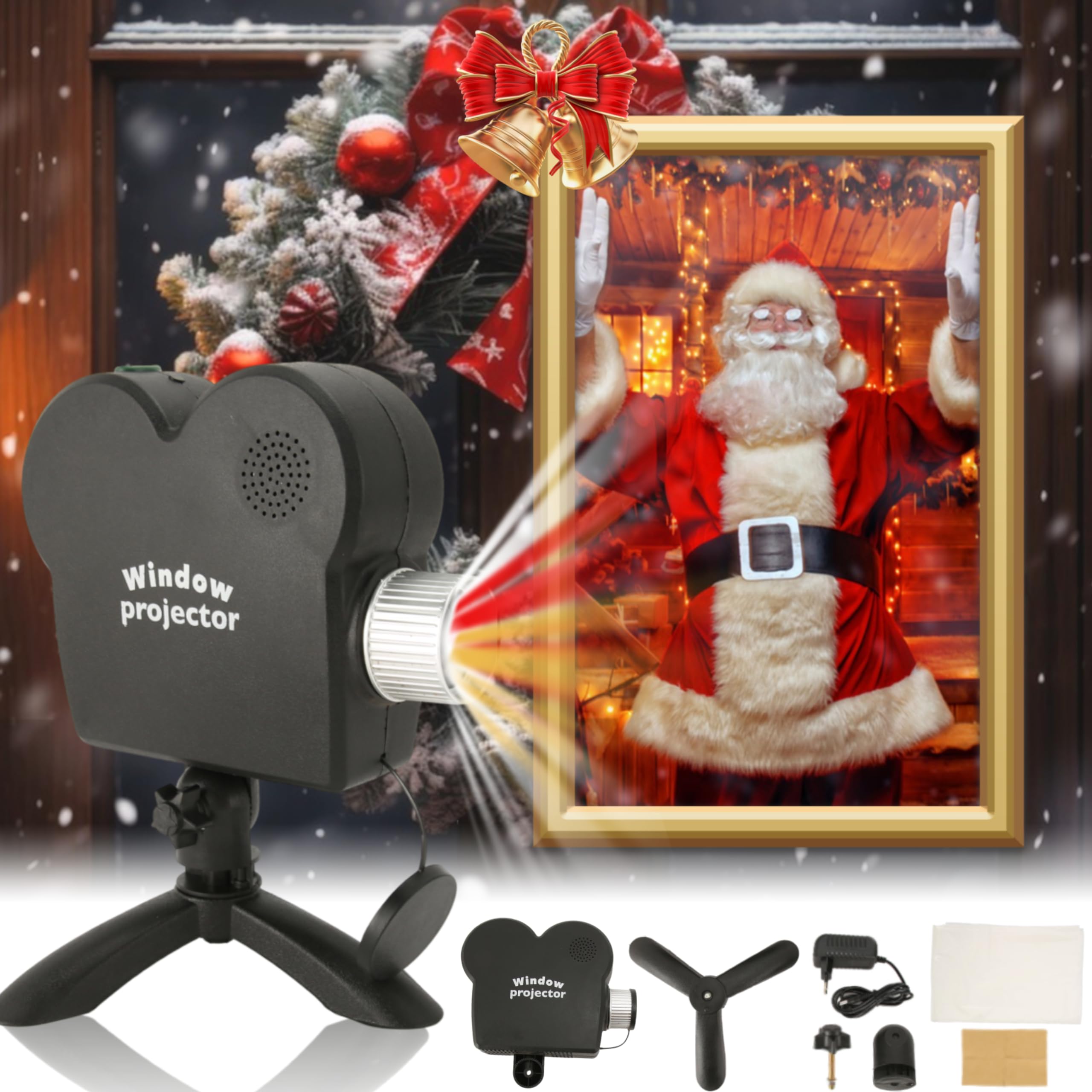 Bewinner Weihnachts Fenster Projektor mit Lautsprecher & Tuch Bildschirm - Einstellbare Scary Pattern Ghost Light, Halloween Licht Projektor wasserdicht für Fenster Outdoor Landschaft Indoor