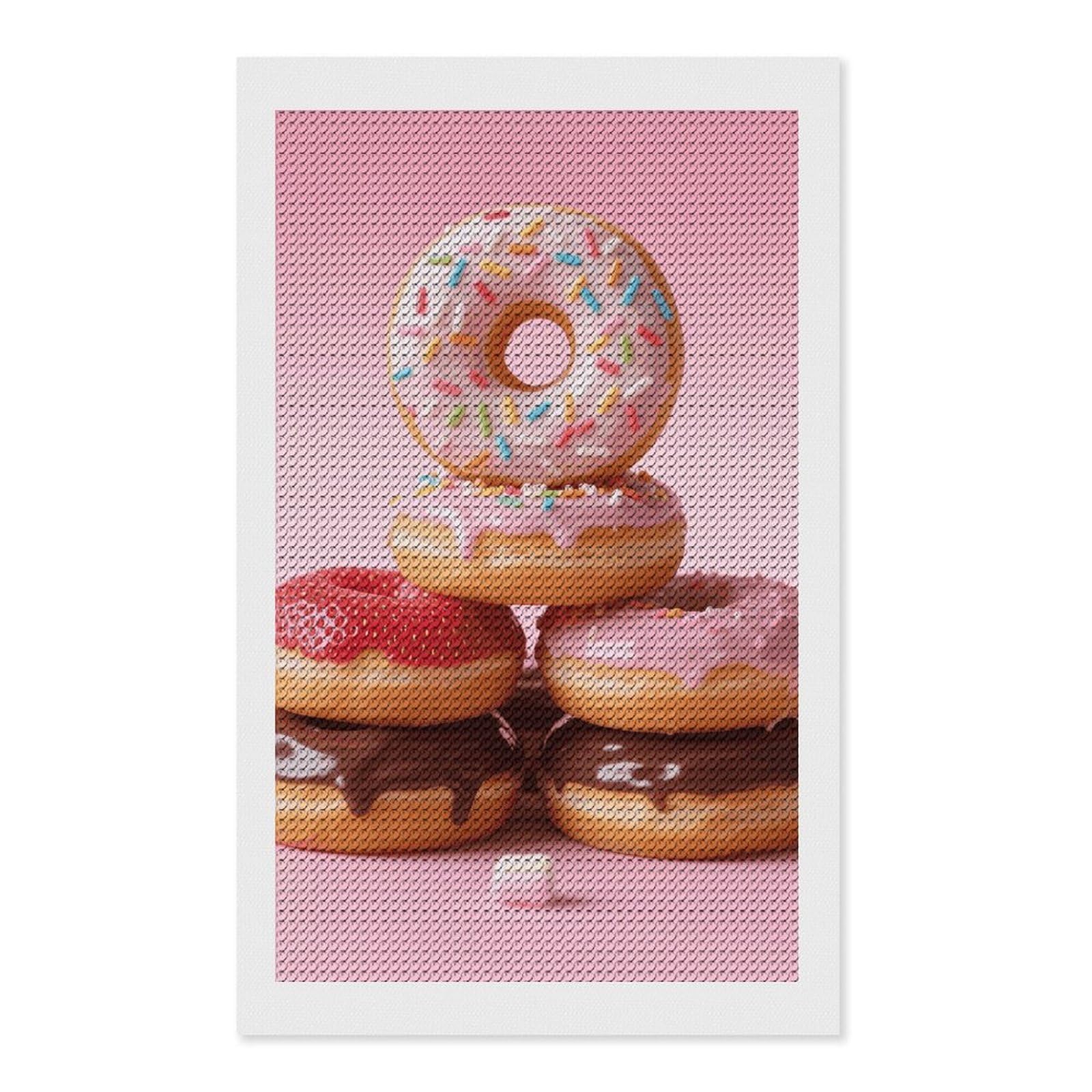 FodPand Donuts 5D Diamond Painting Kits for Adults Beginners Full Drill Round Diamond Dots Pictures Gem Art Supplies for Home Wall Room Decoration DIY Craft Set Gift 12x20