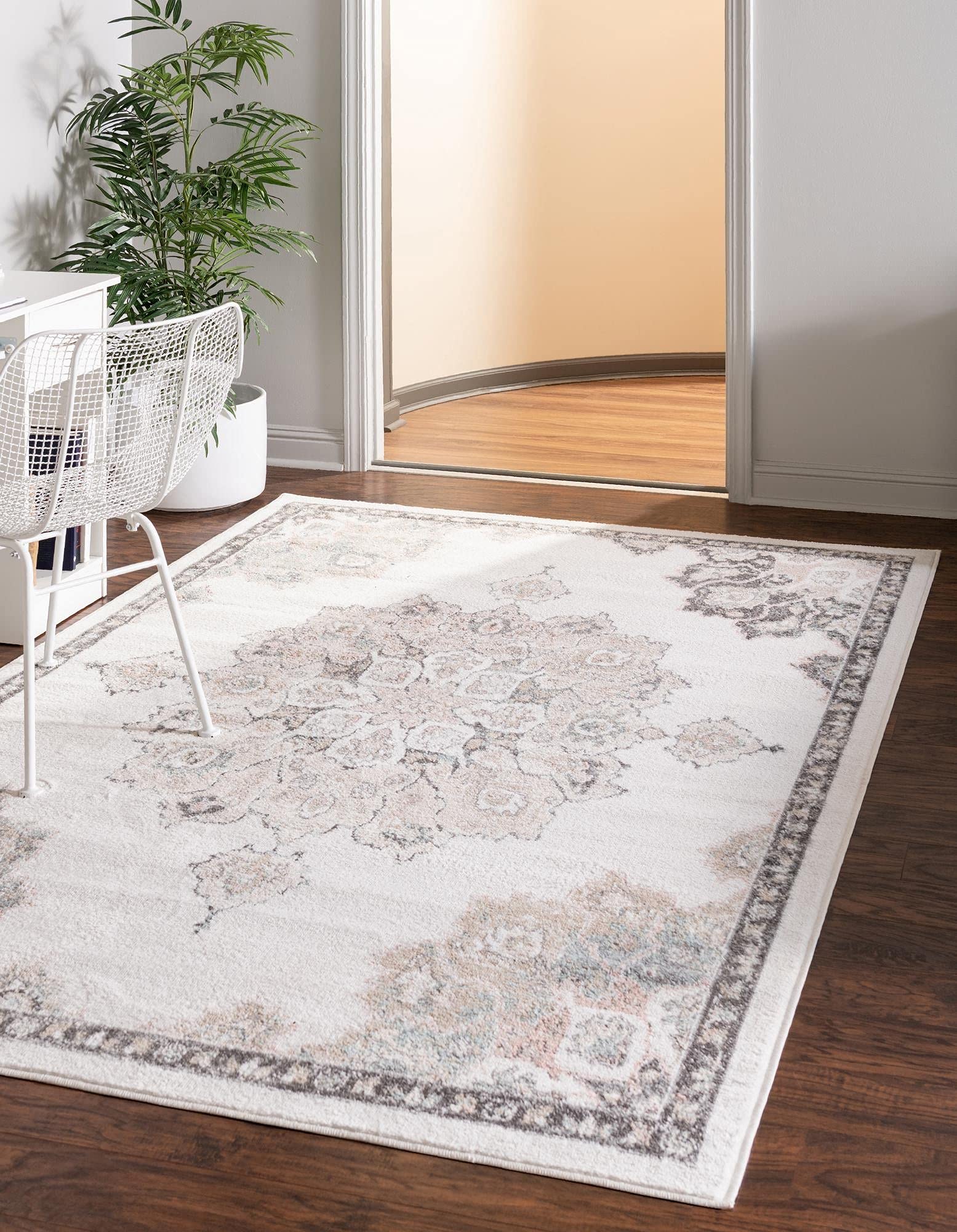 Unique Loom Parker Collection Area Rug - Kokulu (6' x 9' Rectangle, Ivory/ Beige)