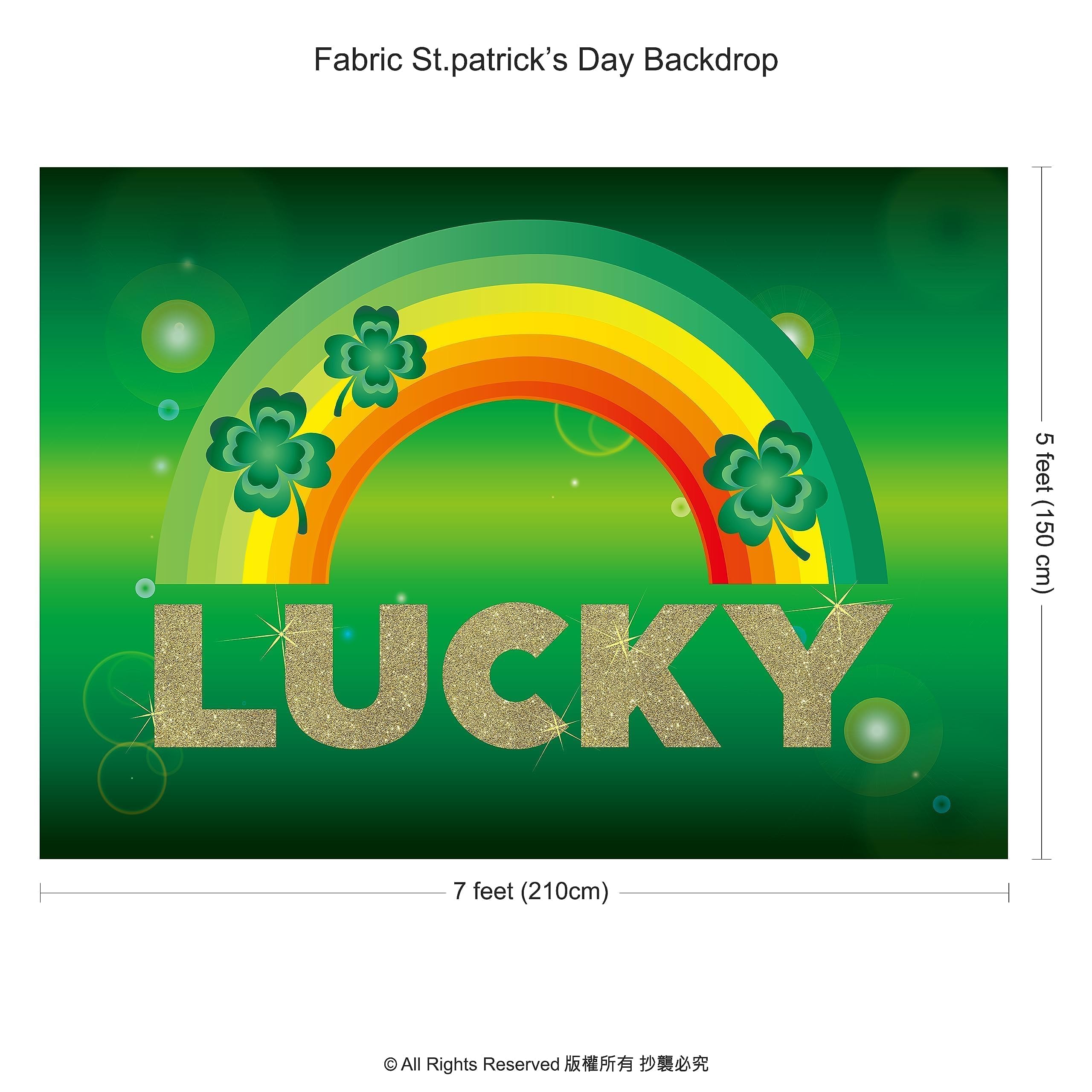 Qian Fotohintergrund St. Patrick's Day – 2,1x1,5 M, Grünes Kleeblatt, Pailletten, Für Partys & Fotos