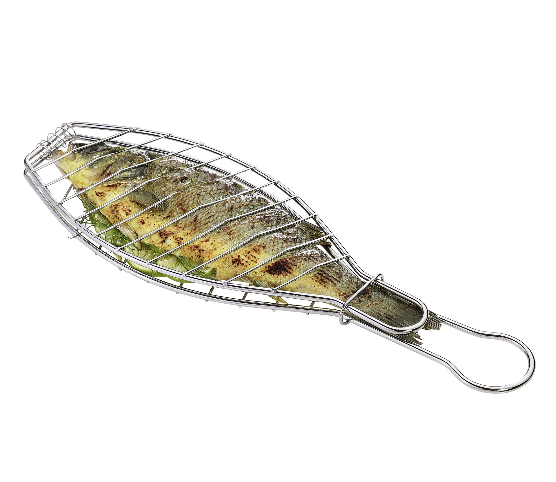 Küchenprofi BBQ Fischgrillzange EASY – Fischbräter, 43 cm, Edelstahl, Silber, Large