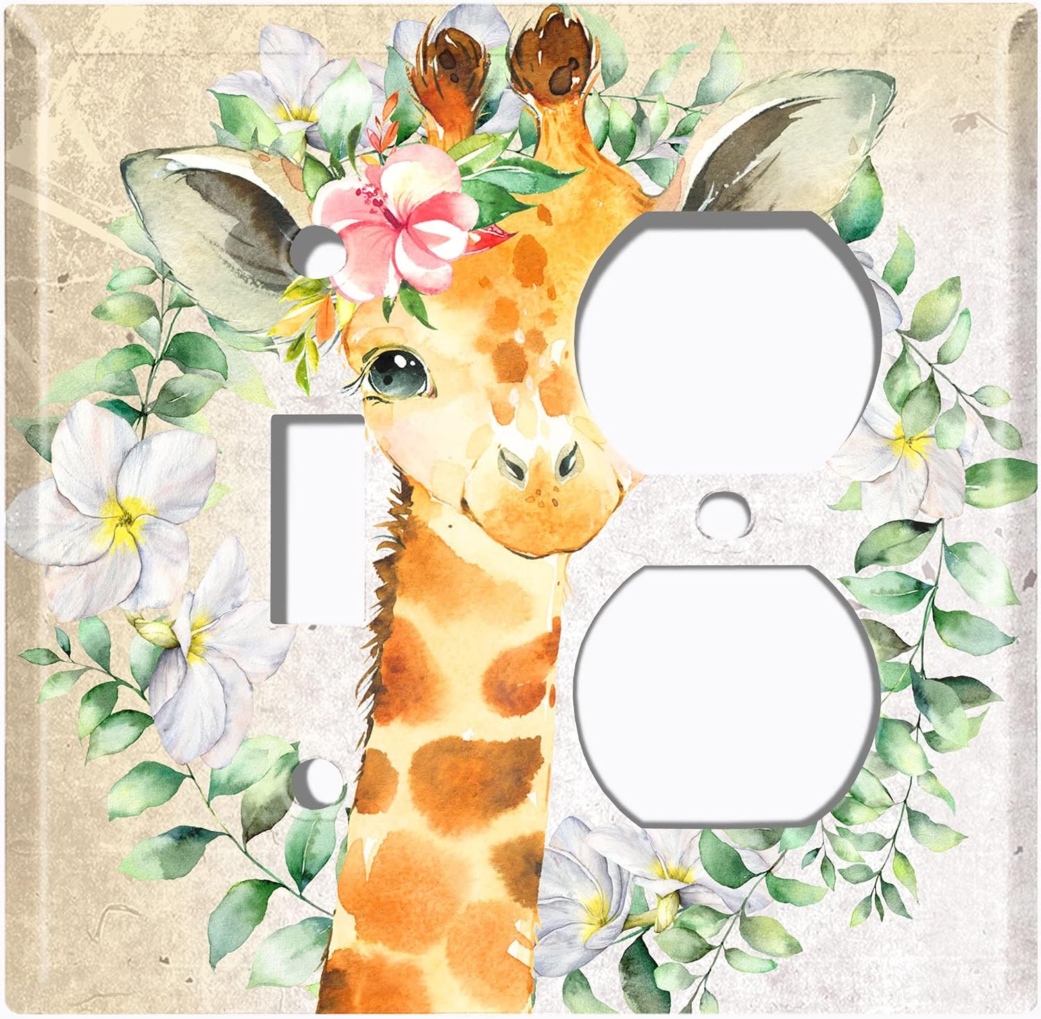 Metal Light Switch Plate Cover Cute Baby Animal Giraffe ANM031